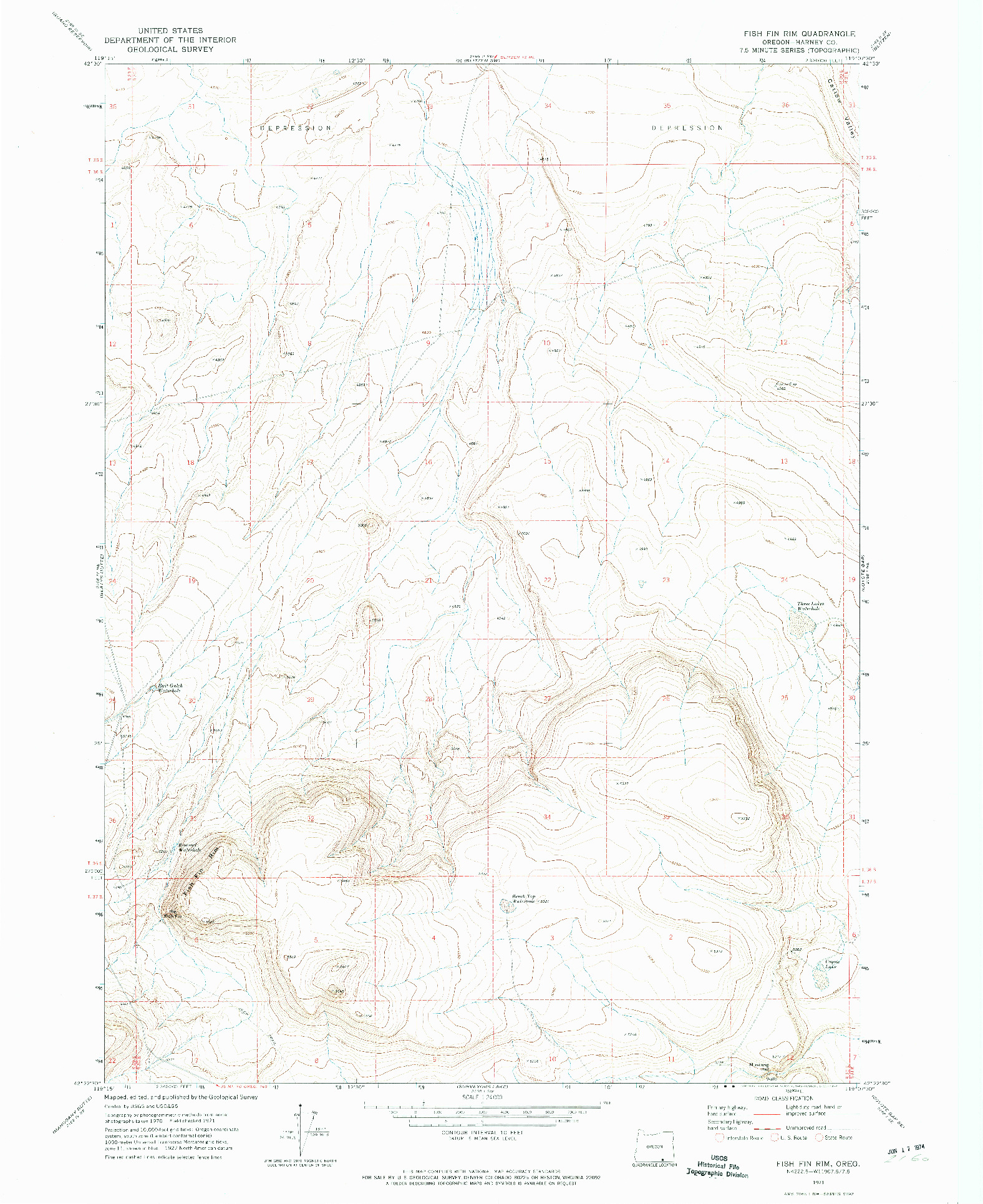 USGS 1:24000-SCALE QUADRANGLE FOR FISH FIN RIM, OR 1971