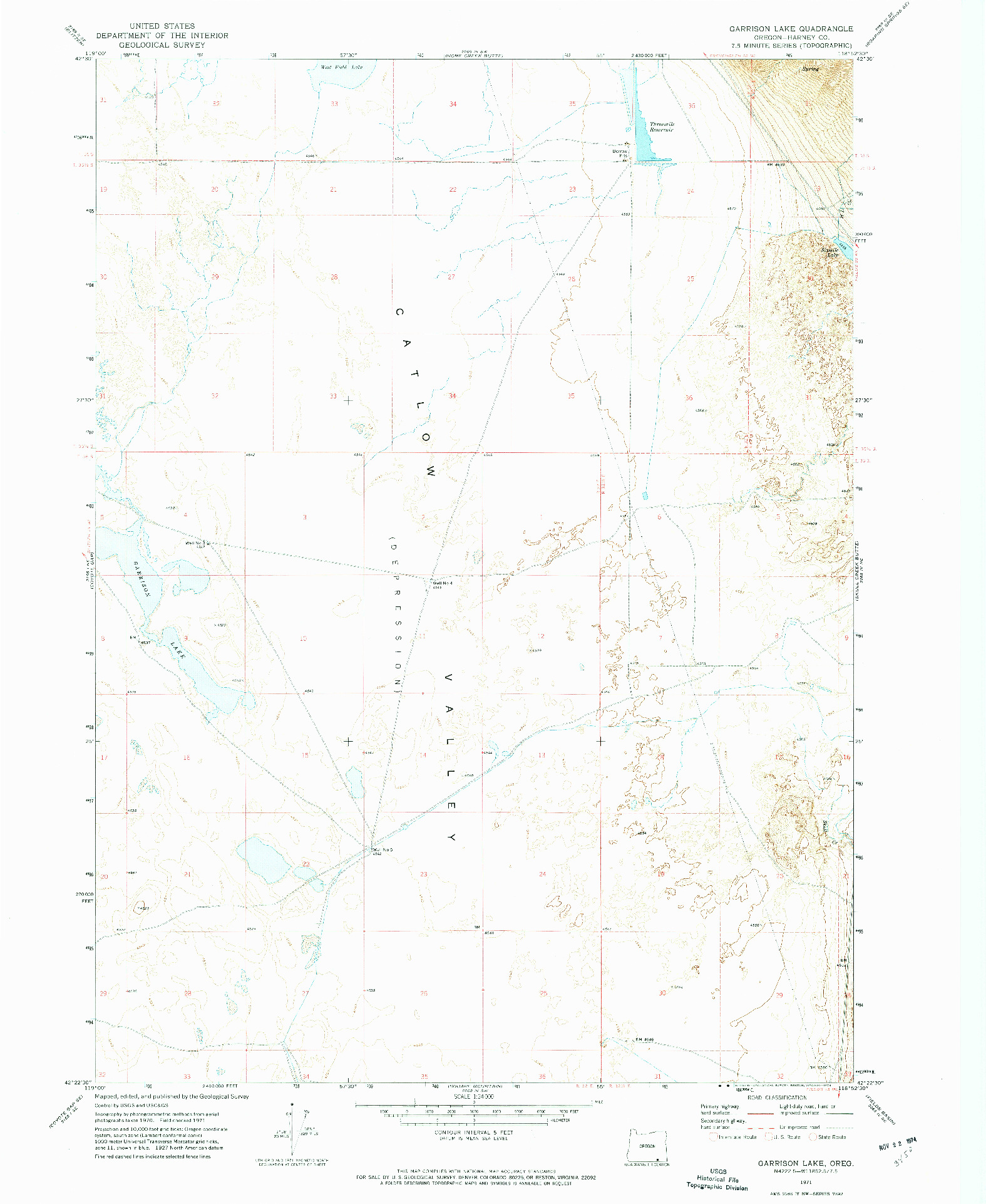 USGS 1:24000-SCALE QUADRANGLE FOR GARRISON LAKE, OR 1971