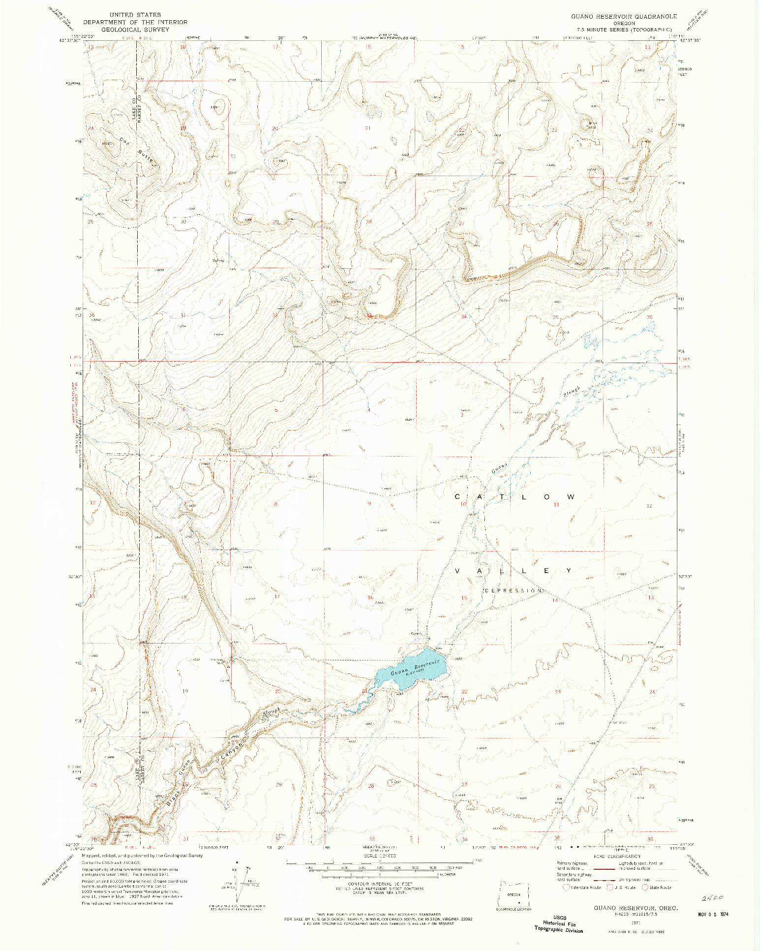 USGS 1:24000-SCALE QUADRANGLE FOR GUANO RESERVOIR, OR 1971