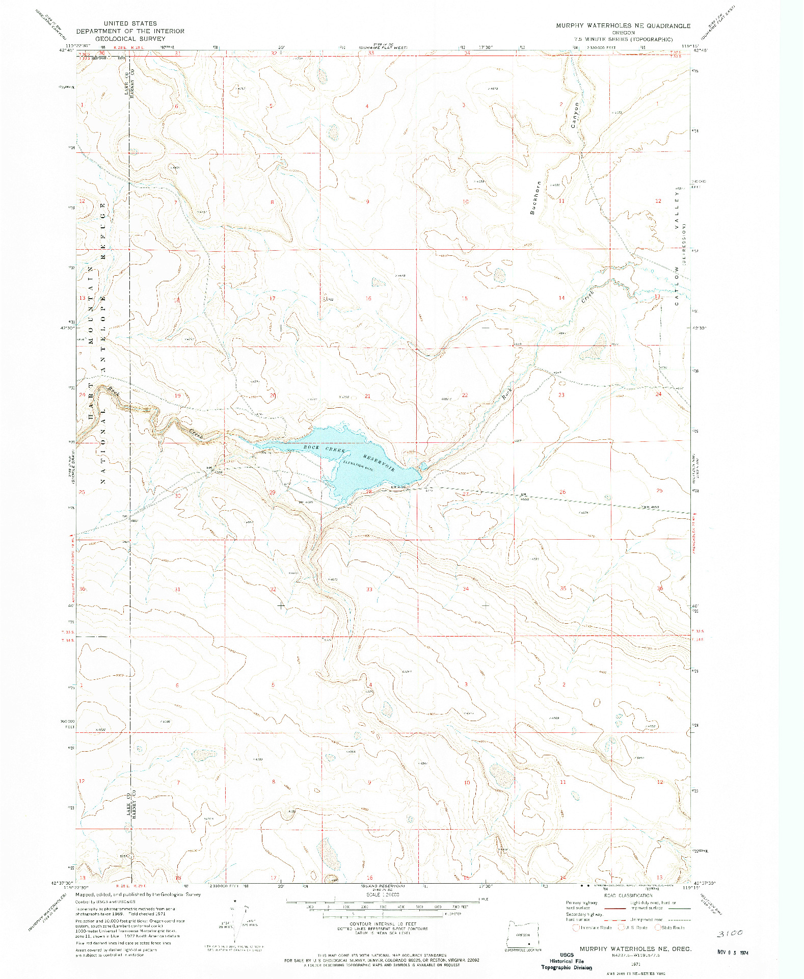 USGS 1:24000-SCALE QUADRANGLE FOR MURPHY WATERHOLES NE, OR 1971