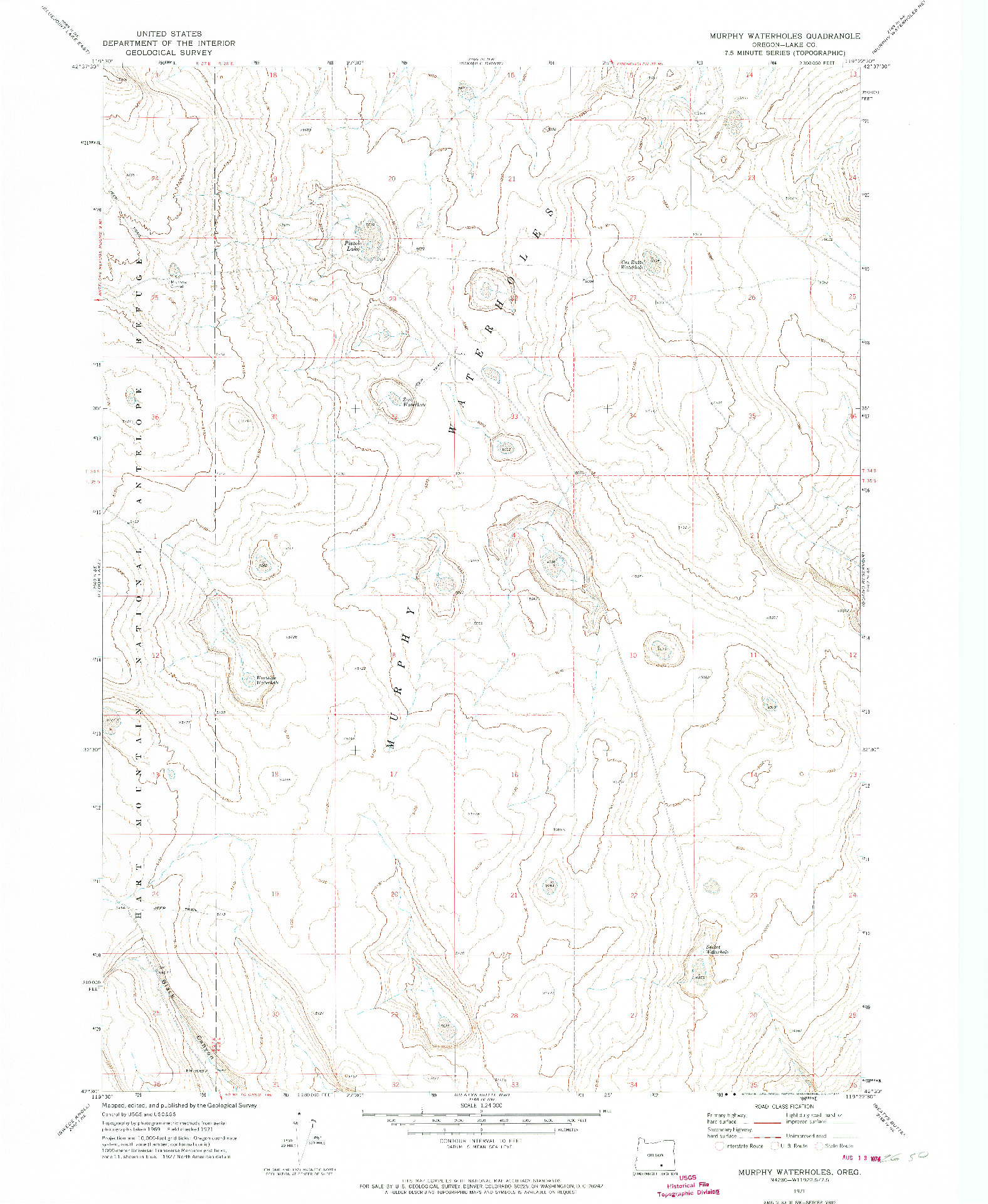 USGS 1:24000-SCALE QUADRANGLE FOR MURPHY WATERHOLES, OR 1971