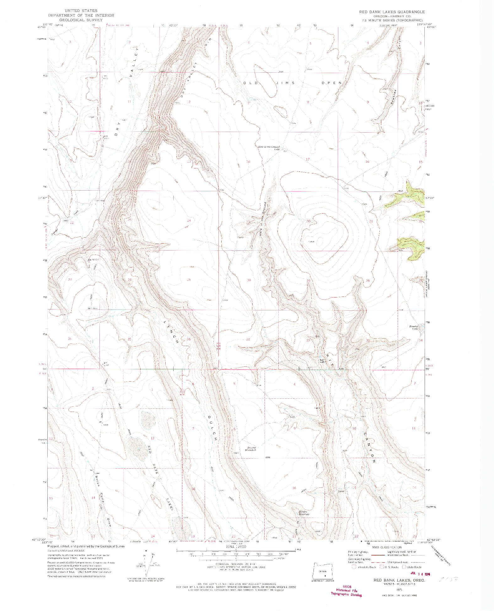 USGS 1:24000-SCALE QUADRANGLE FOR RED BANK LAKES, OR 1971