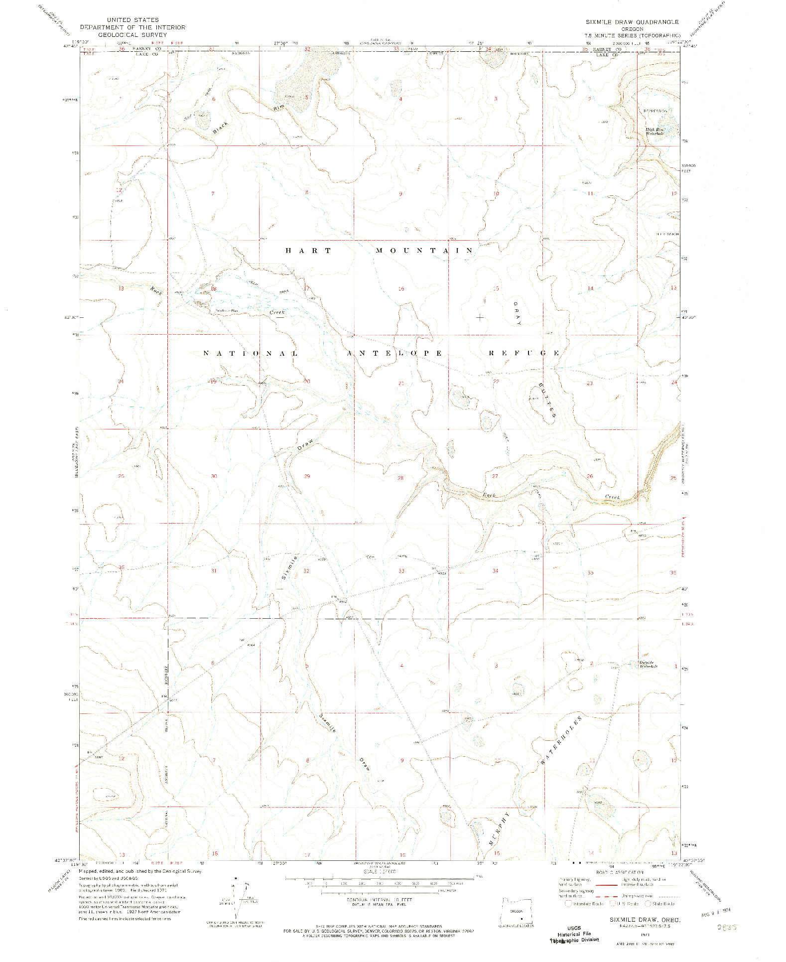 USGS 1:24000-SCALE QUADRANGLE FOR SIXMILE DRAW, OR 1971