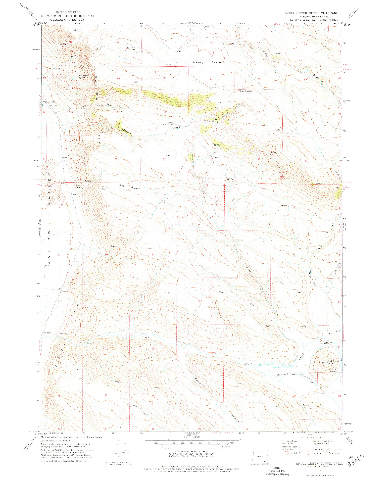 USGS 1:24000-SCALE QUADRANGLE FOR SKULL CREEK BUTTE, OR 1971