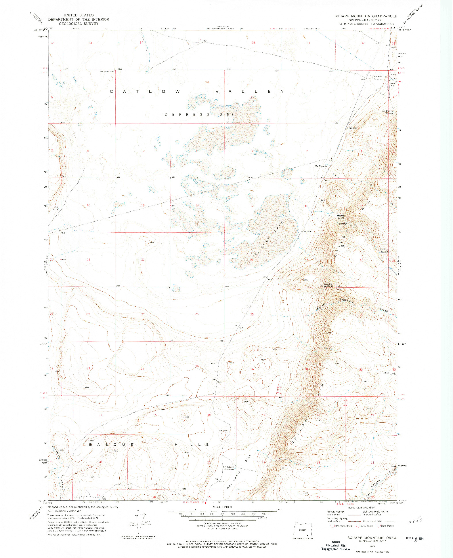 USGS 1:24000-SCALE QUADRANGLE FOR SQUARE MOUNTAIN, OR 1971