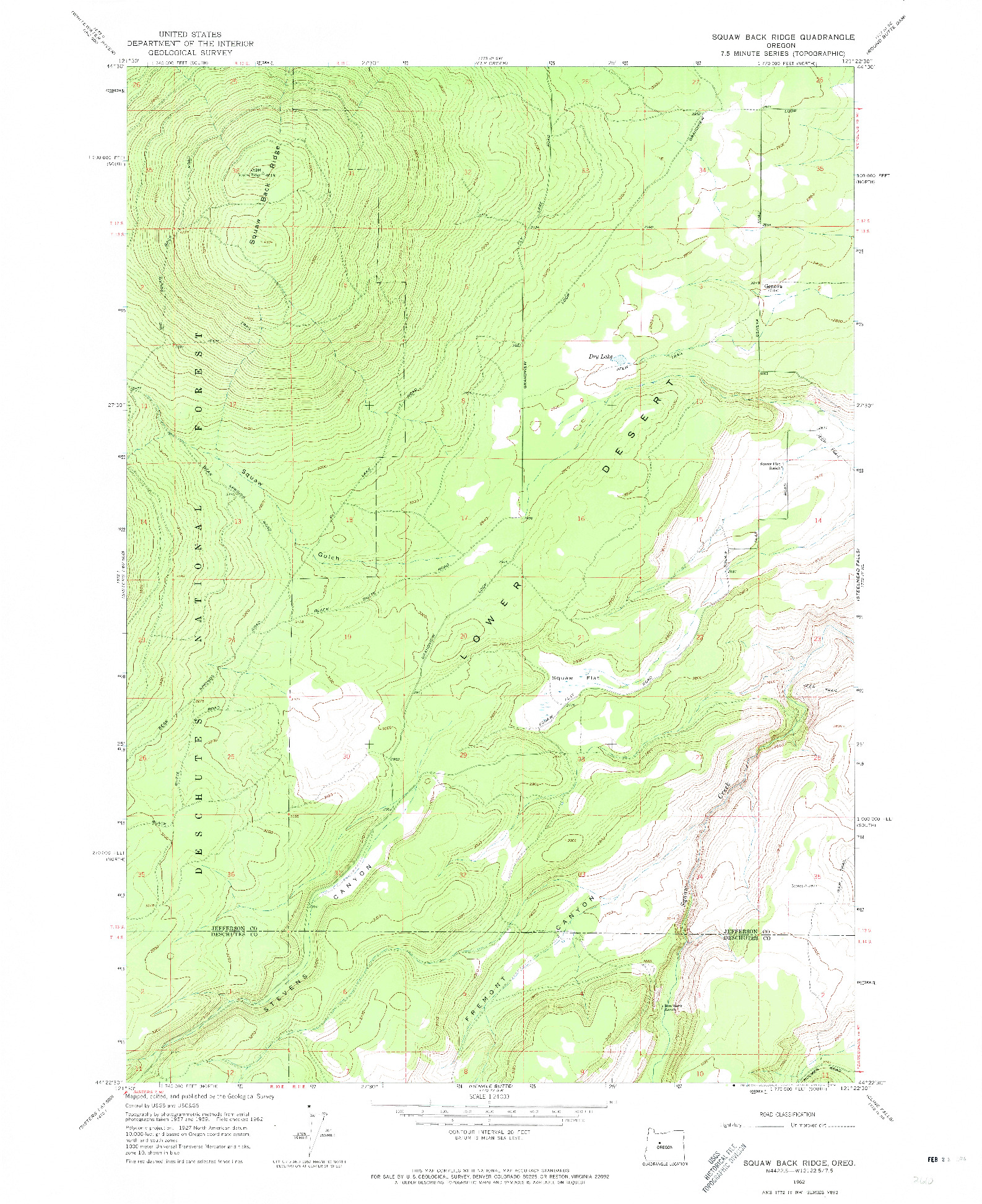 USGS 1:24000-SCALE QUADRANGLE FOR SQUAW BACK RIDGE, OR 1962