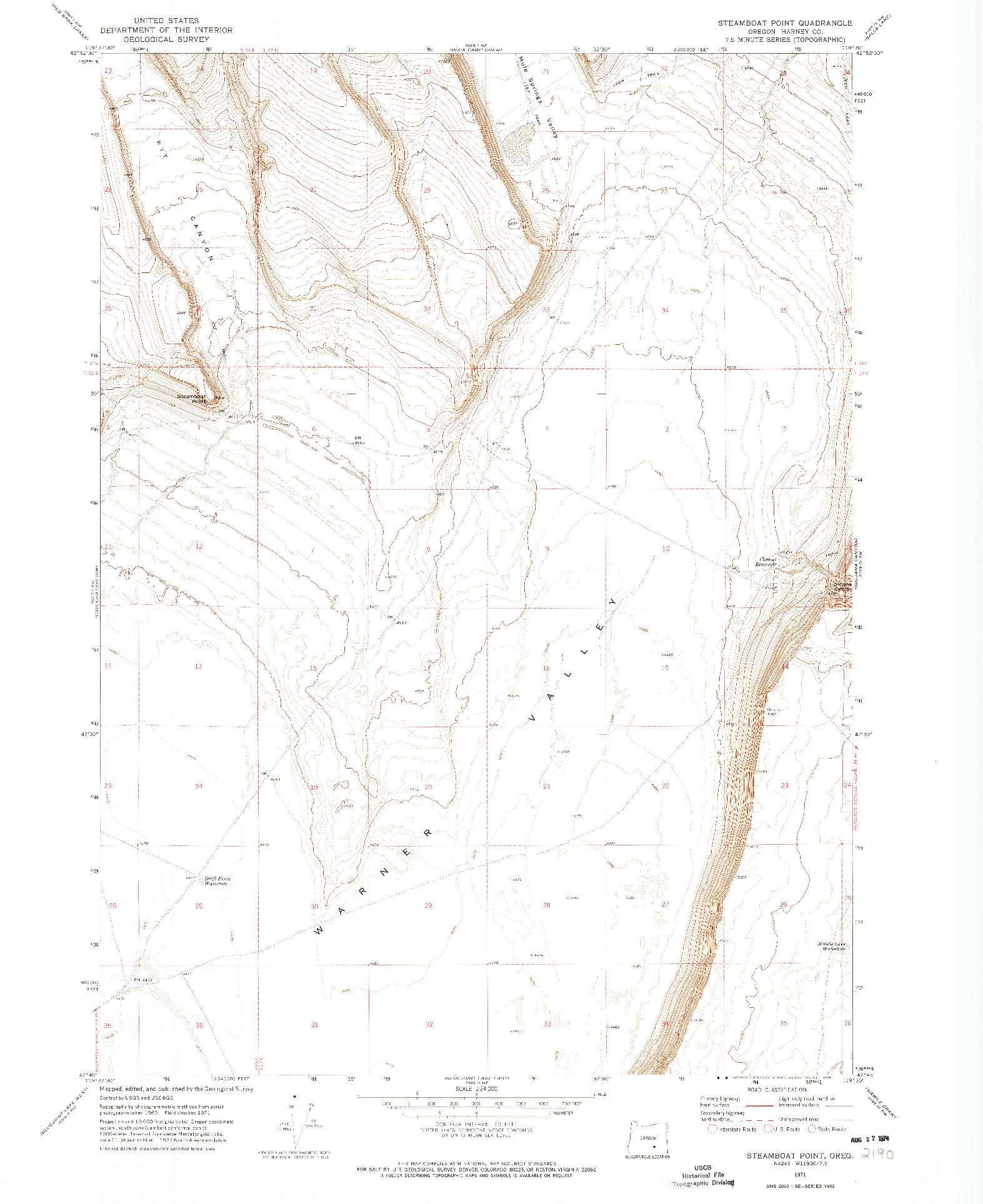 USGS 1:24000-SCALE QUADRANGLE FOR STEAMBOAT POINT, OR 1971
