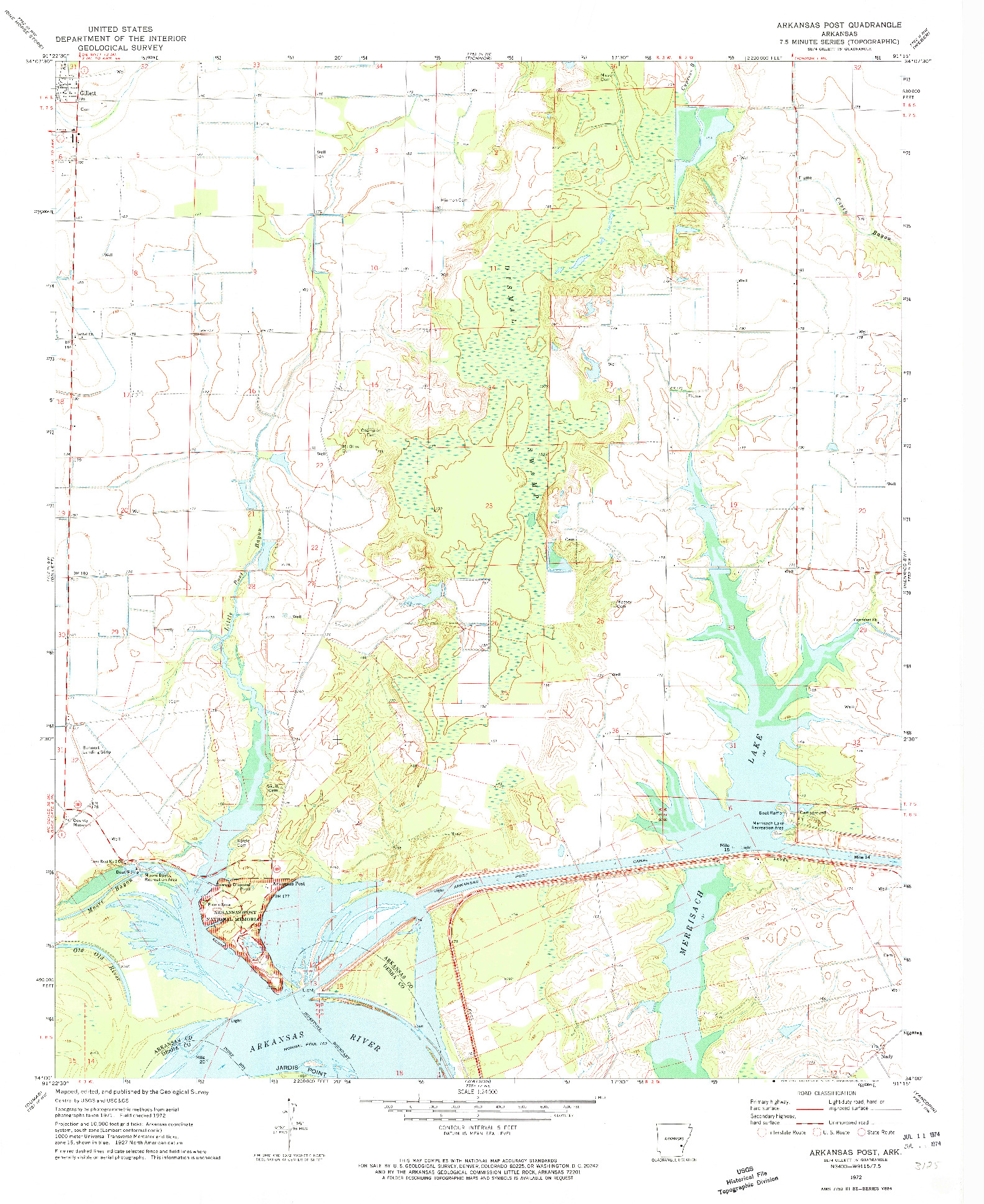 USGS 1:24000-SCALE QUADRANGLE FOR ARKANSAS POST, AR 1972