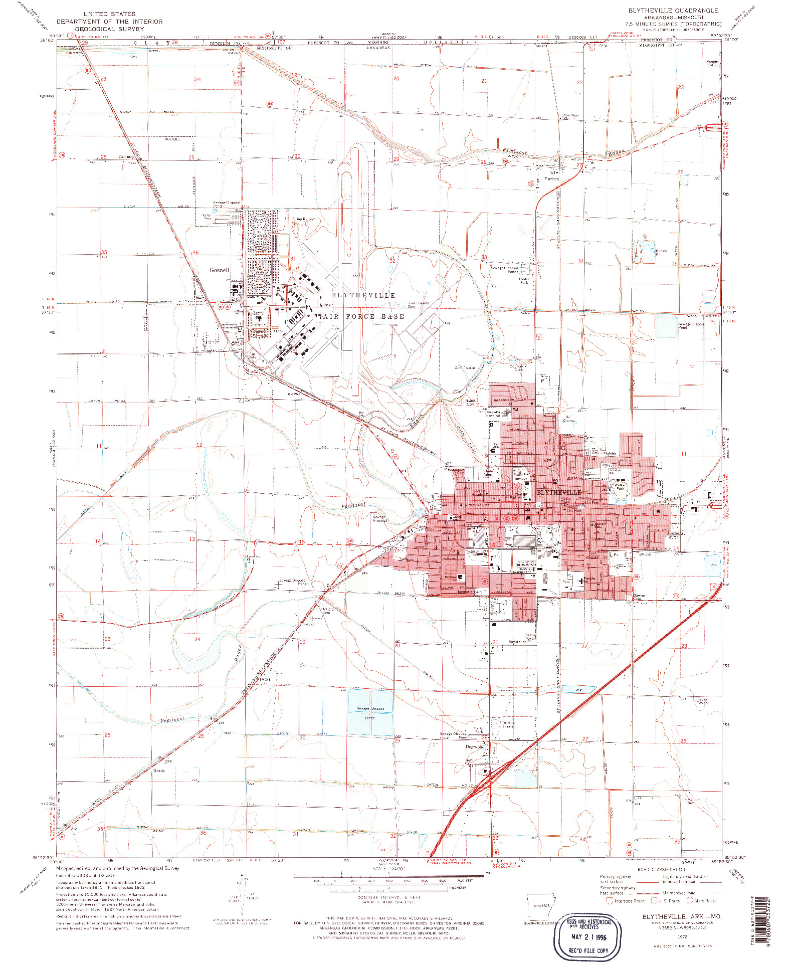 USGS 1:24000-SCALE QUADRANGLE FOR BLYTHEVILLE, AR 1972