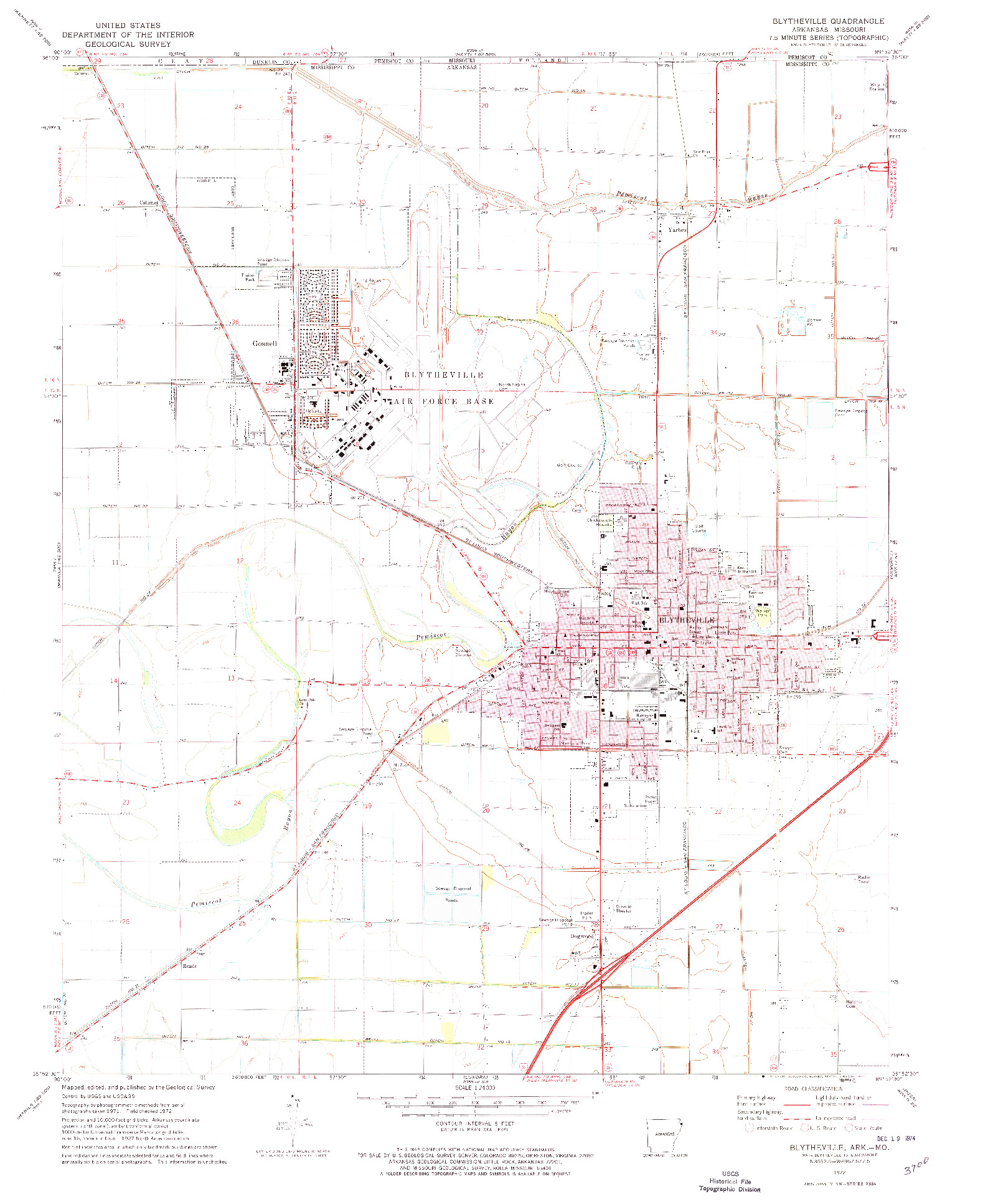 USGS 1:24000-SCALE QUADRANGLE FOR BLYTHEVILLE, AR 1972