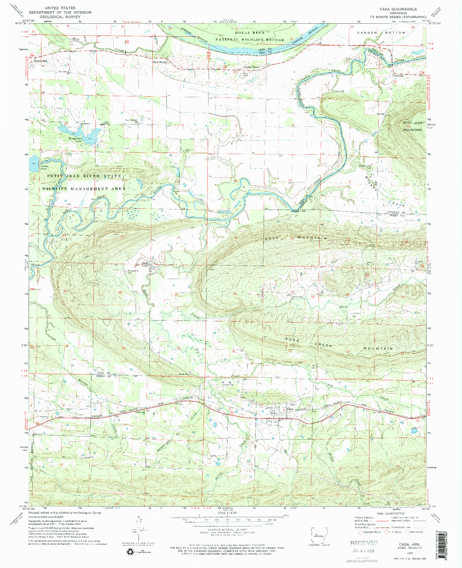 USGS 1:24000-SCALE QUADRANGLE FOR CASA, AR 1972