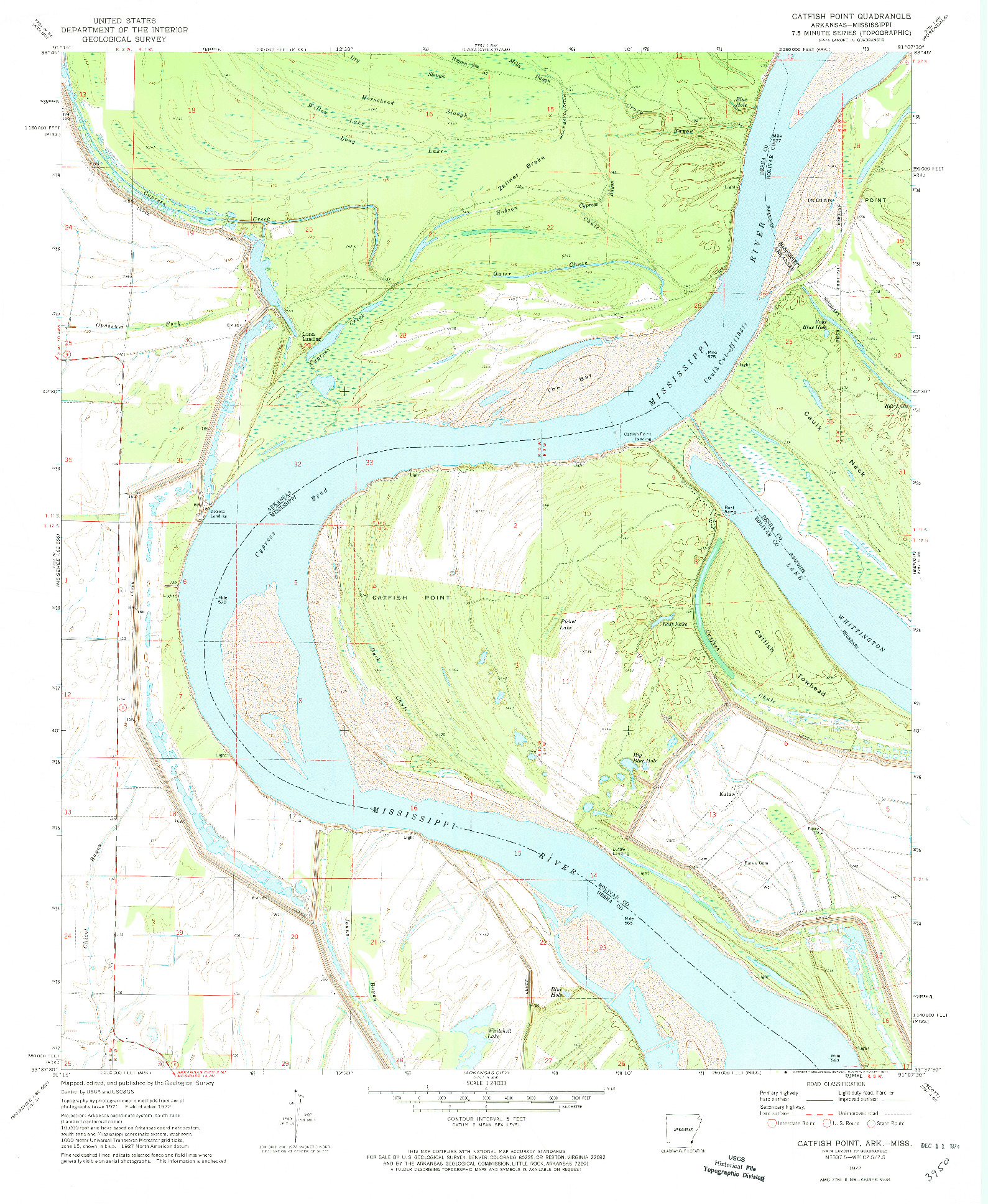 USGS 1:24000-SCALE QUADRANGLE FOR CATFISH POINT, AR 1972
