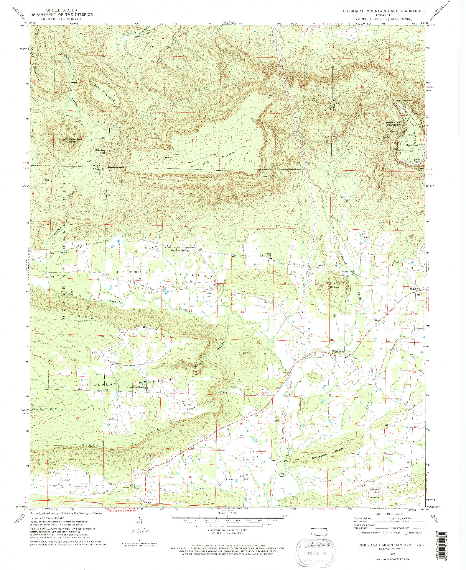 USGS 1:24000-SCALE QUADRANGLE FOR CHICKALAH MOUNTAIN EAST, AR 1972
