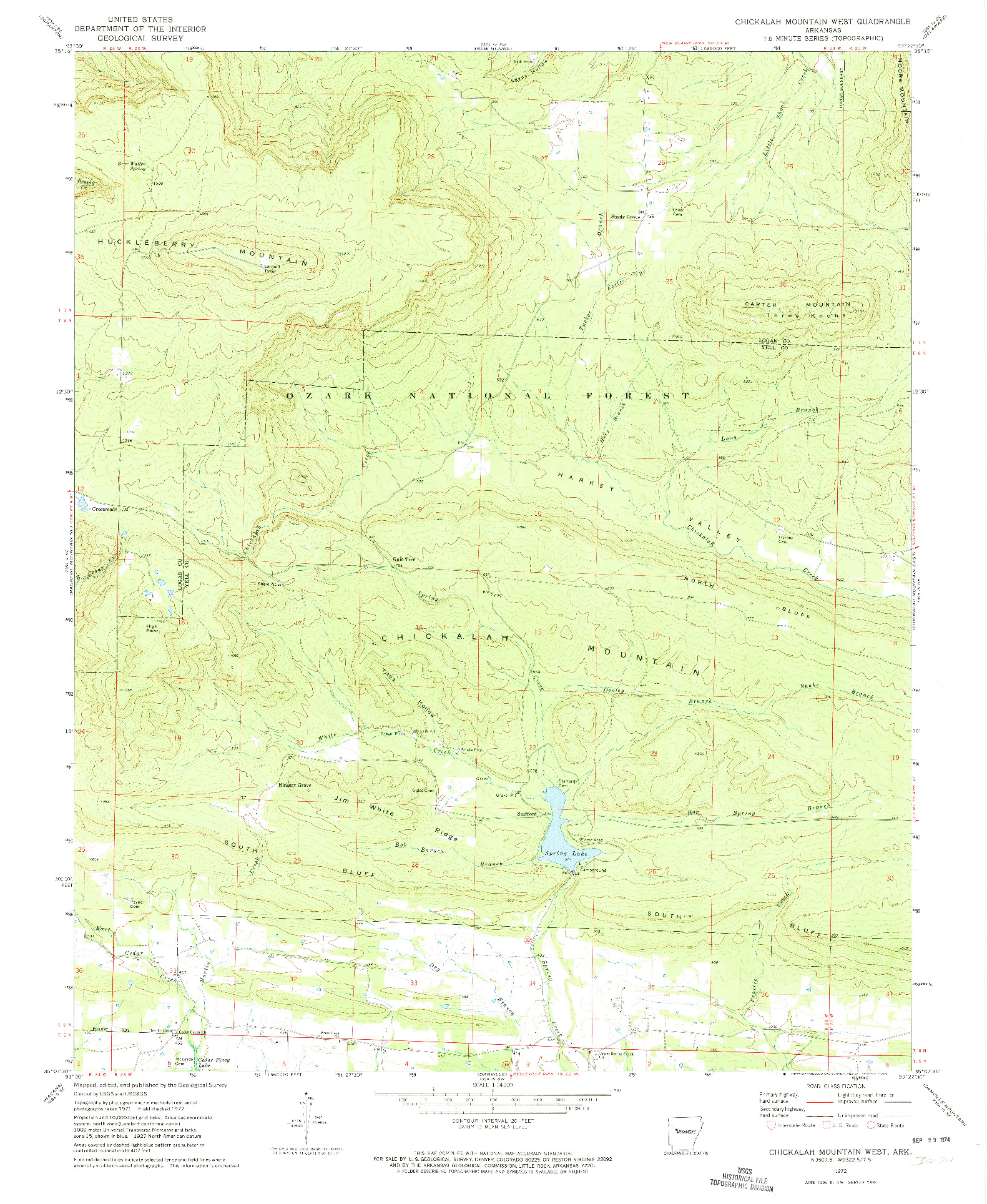 USGS 1:24000-SCALE QUADRANGLE FOR CHICKALAH MOUNTAIN WEST, AR 1972