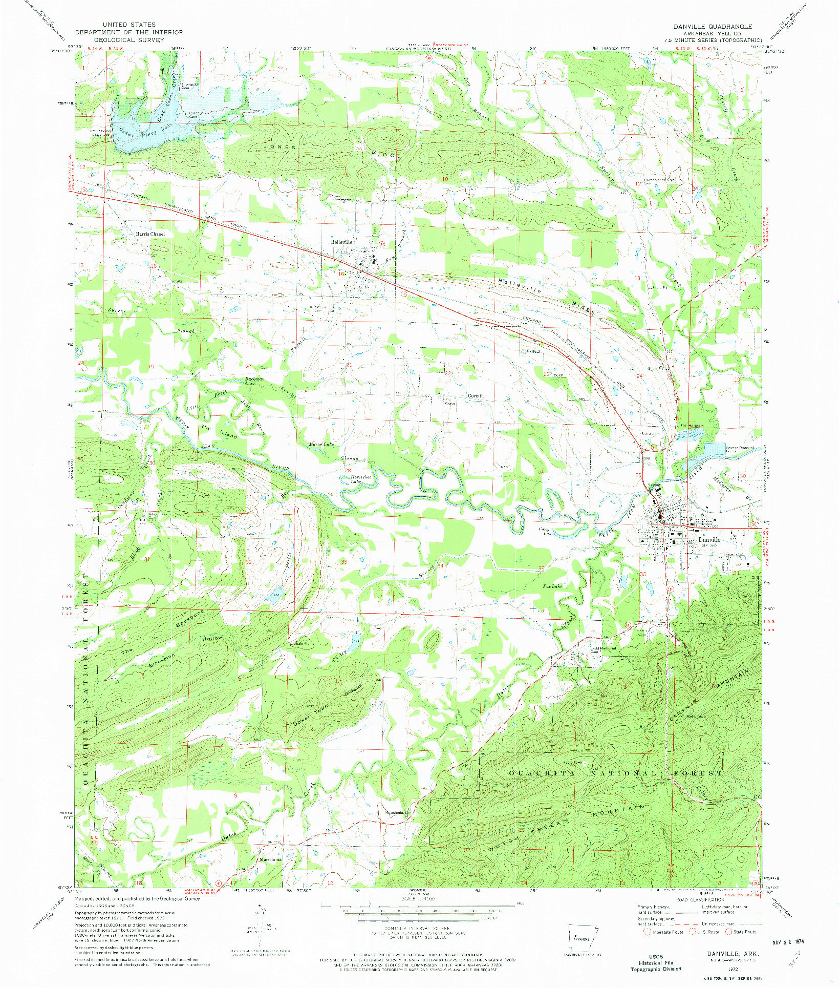 USGS 1:24000-SCALE QUADRANGLE FOR DANVILLE, AR 1972