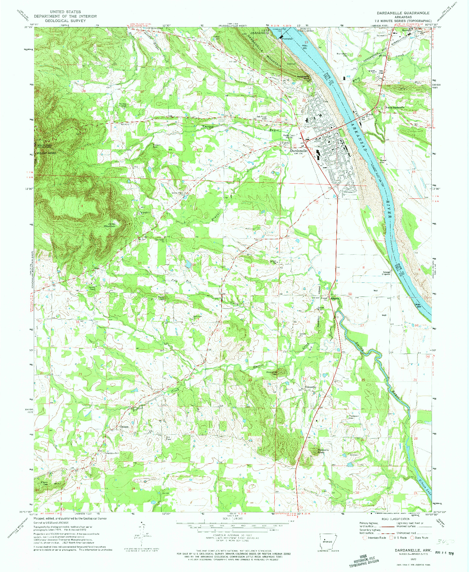 USGS 1:24000-SCALE QUADRANGLE FOR DARDANELLE, AR 1972