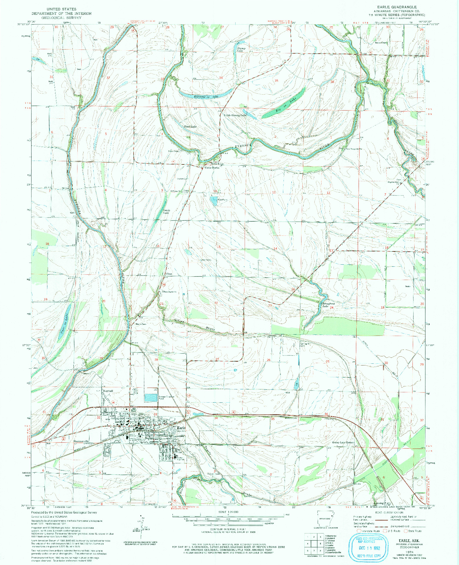 USGS 1:24000-SCALE QUADRANGLE FOR EARLE, AR 1974