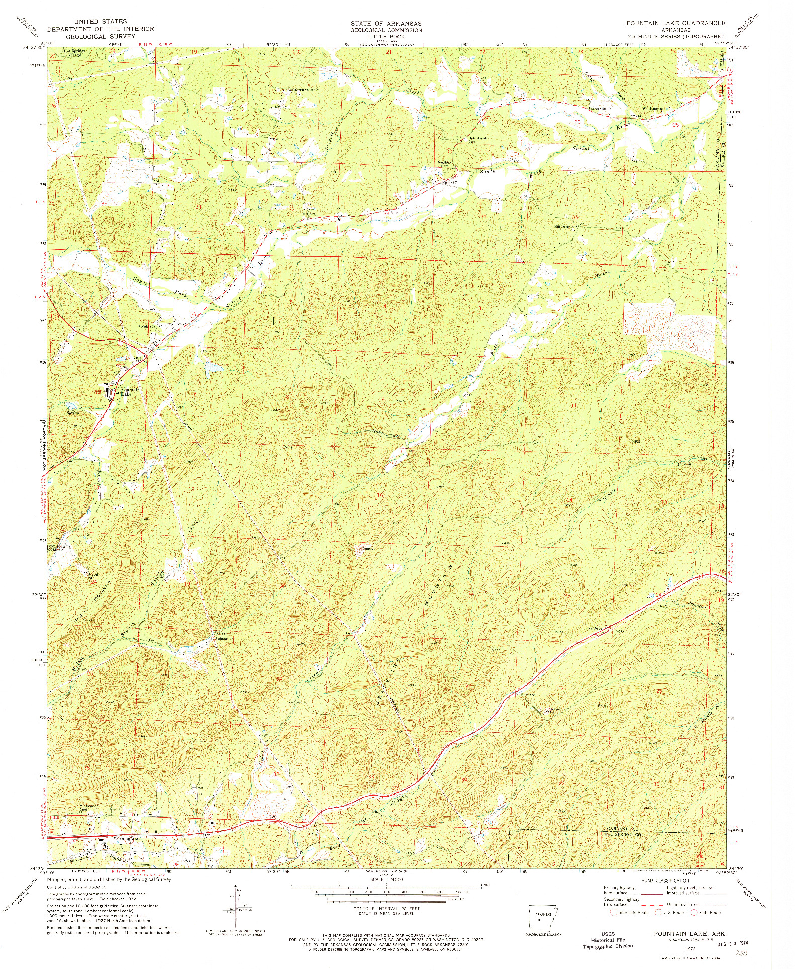 USGS 1:24000-SCALE QUADRANGLE FOR FOUNTAIN LAKE, AR 1972