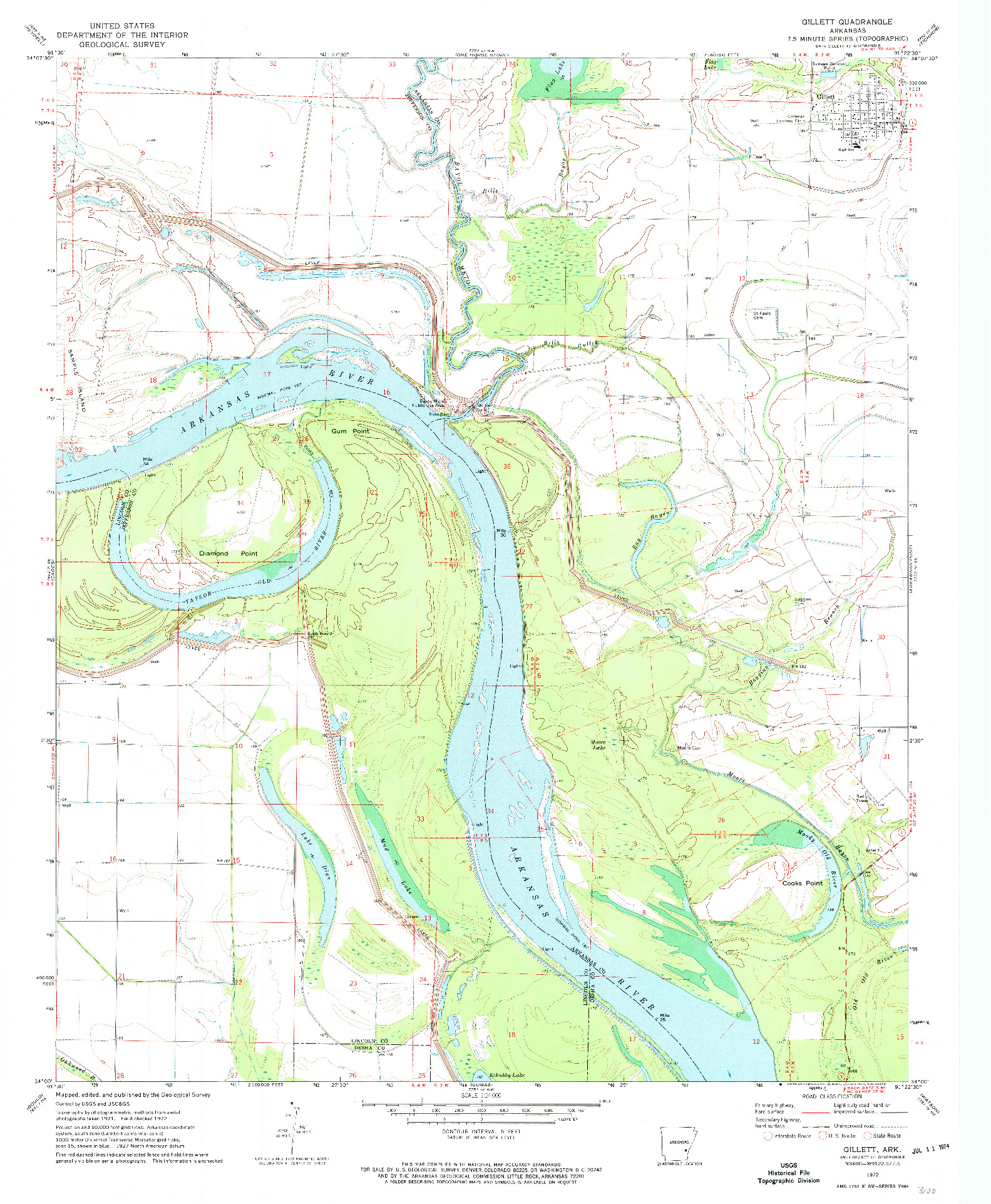 USGS 1:24000-SCALE QUADRANGLE FOR GILLETT, AR 1972