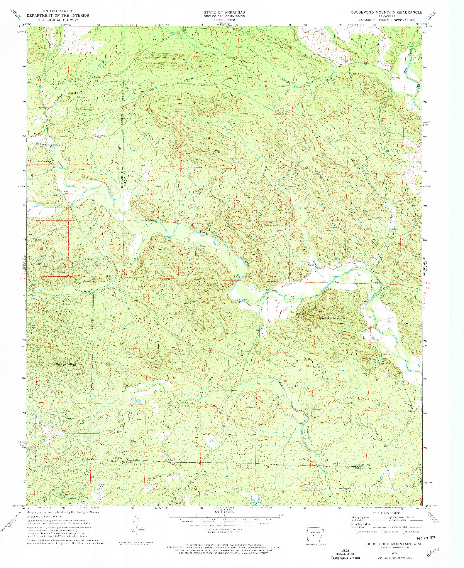 USGS 1:24000-SCALE QUADRANGLE FOR GOOSEPOND MOUNTAIN, AR 1972