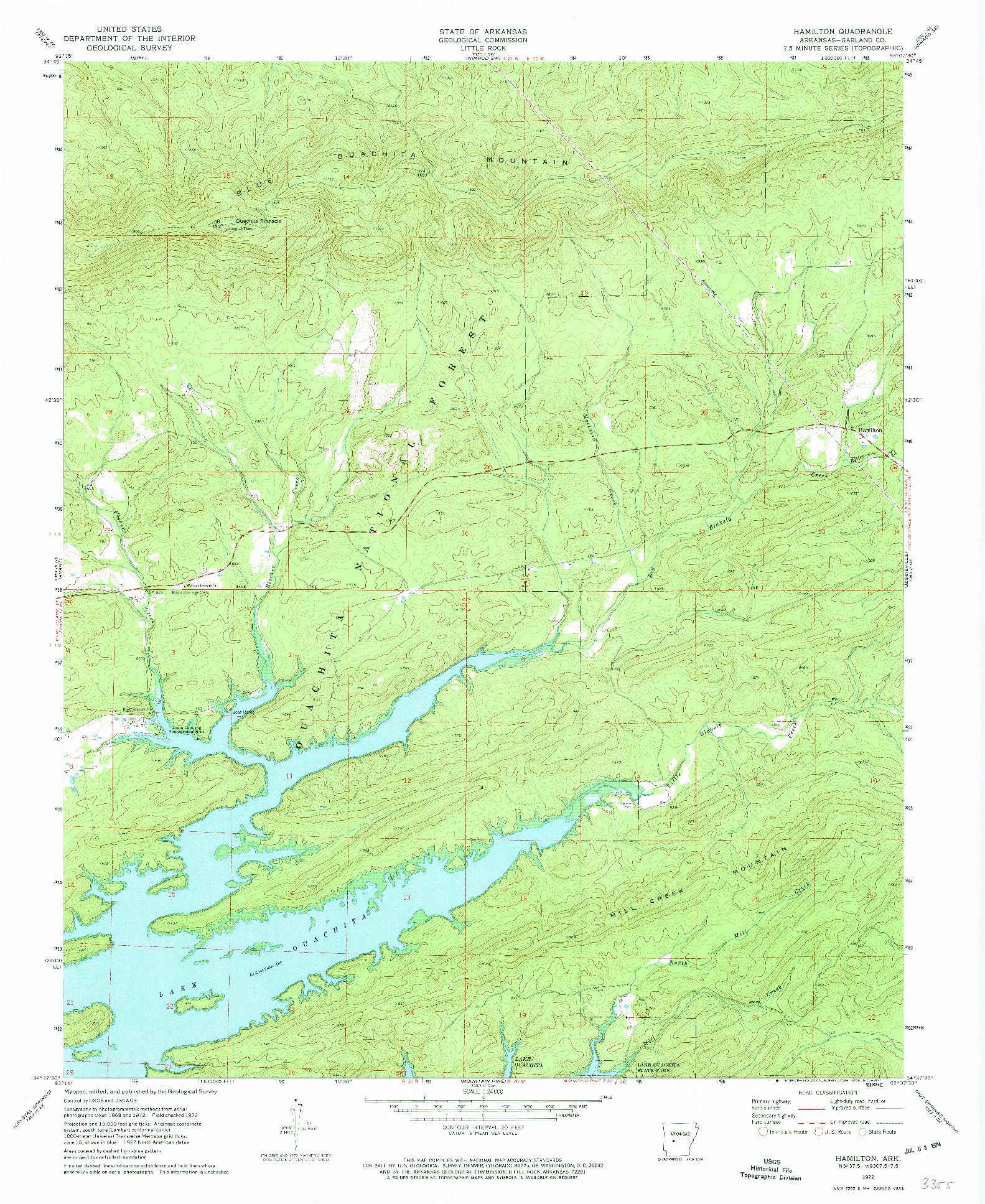 USGS 1:24000-SCALE QUADRANGLE FOR HAMILTON, AR 1972