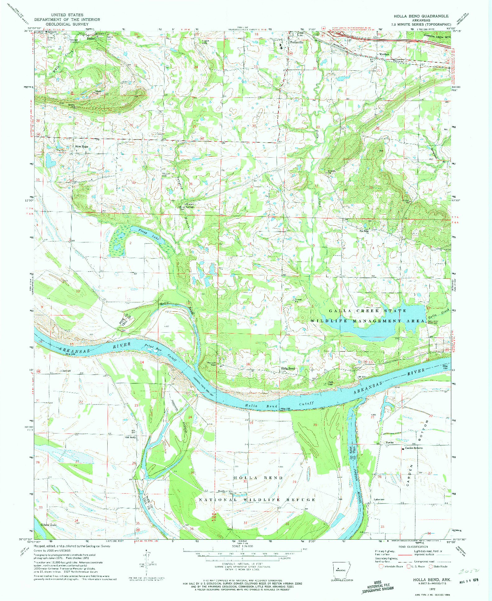 USGS 1:24000-SCALE QUADRANGLE FOR HOLLA BEND, AR 1972