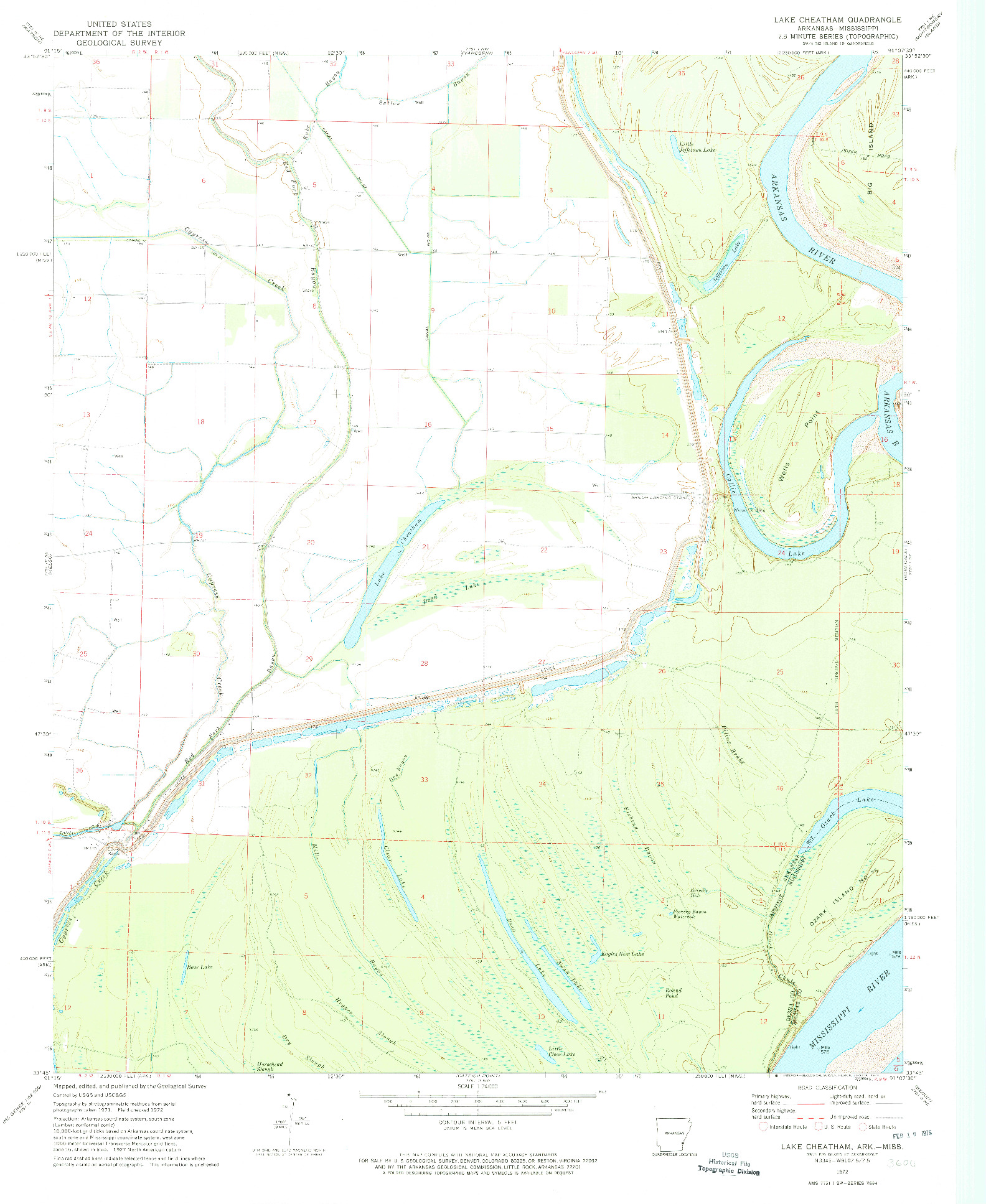 USGS 1:24000-SCALE QUADRANGLE FOR LAKE CHEATHAM, AR 1972