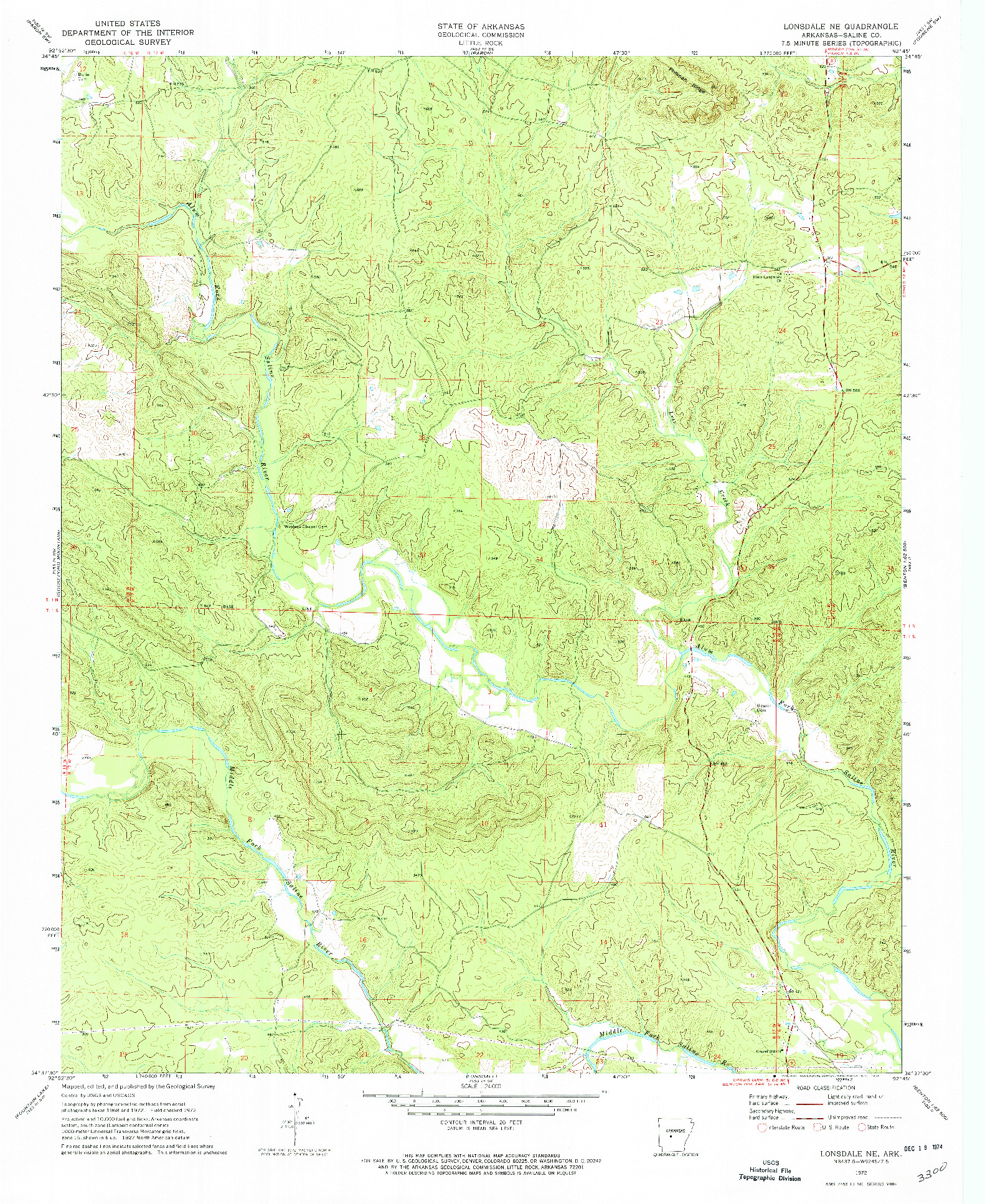 USGS 1:24000-SCALE QUADRANGLE FOR LONSDALE NE, AR 1972