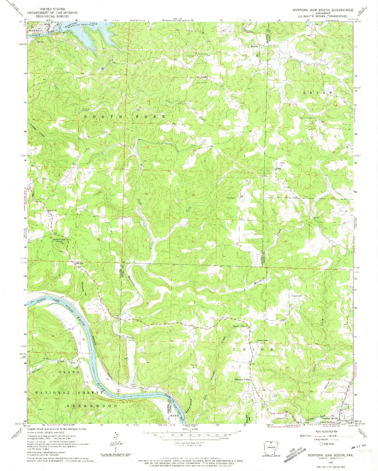 USGS 1:24000-SCALE QUADRANGLE FOR NORFORK DAM SOUTH, AR 1964