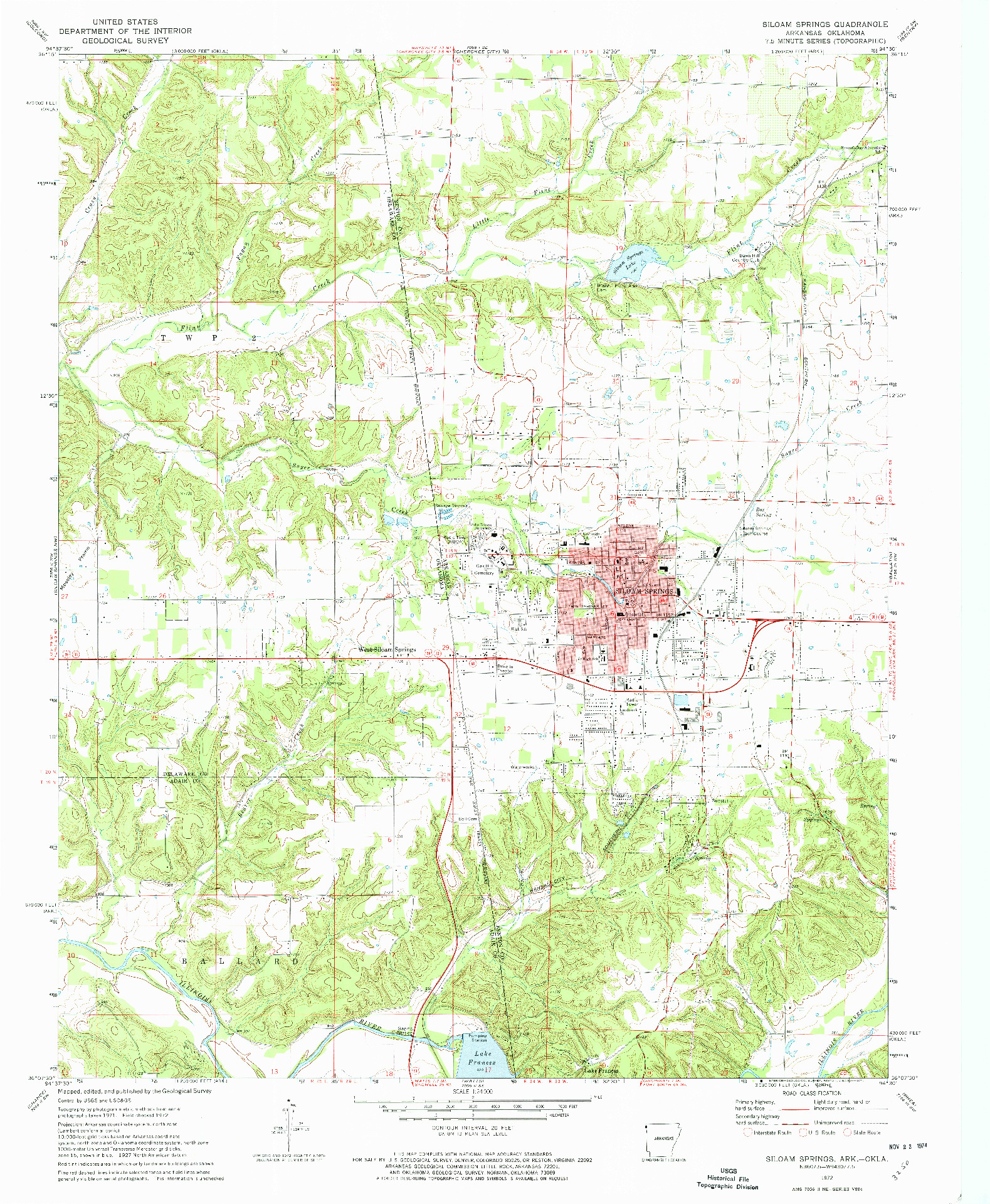 USGS 1:24000-SCALE QUADRANGLE FOR SILOAM SPRINGS, AR 1972