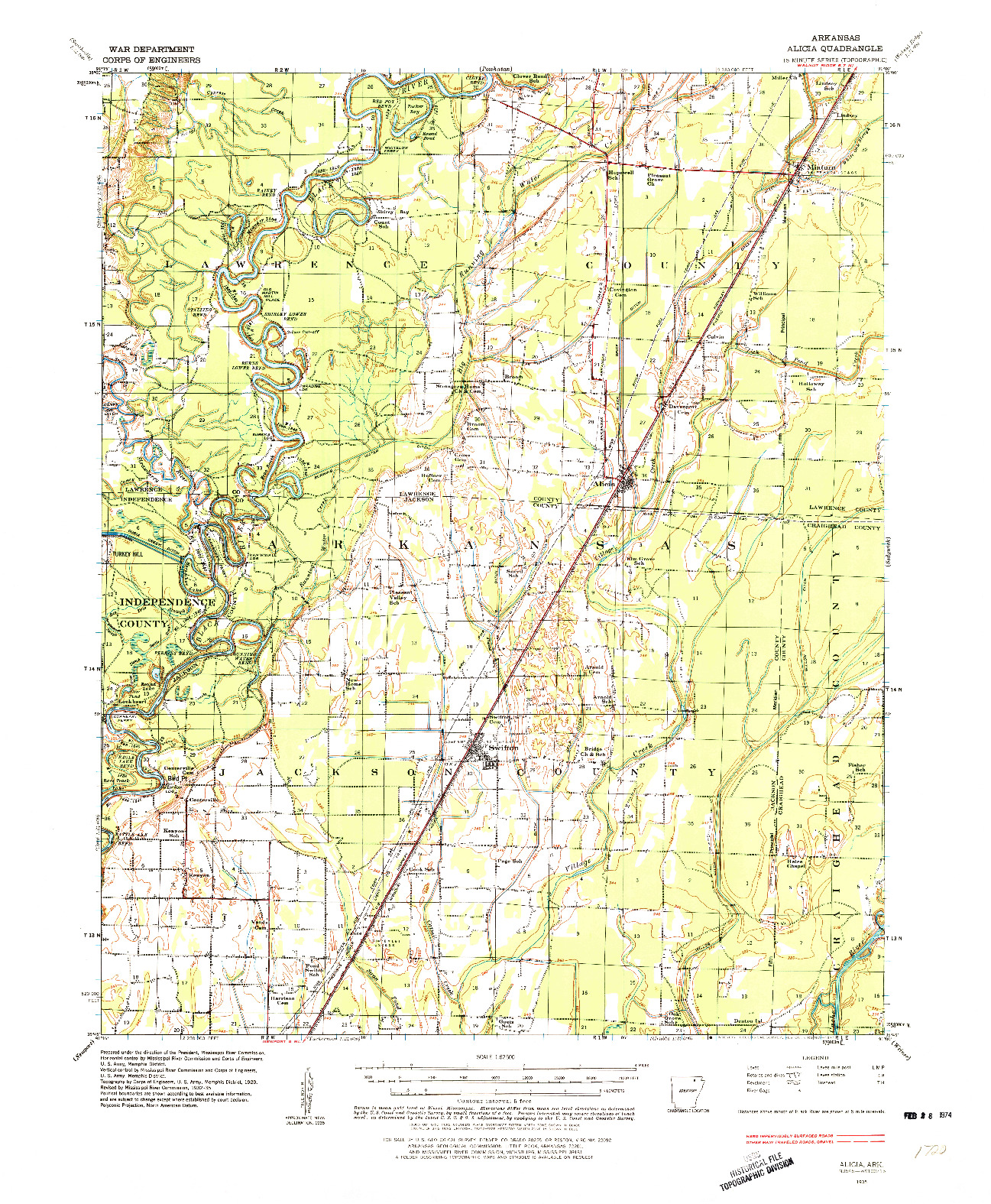 USGS 1:62500-SCALE QUADRANGLE FOR ALICIA, AR 1935