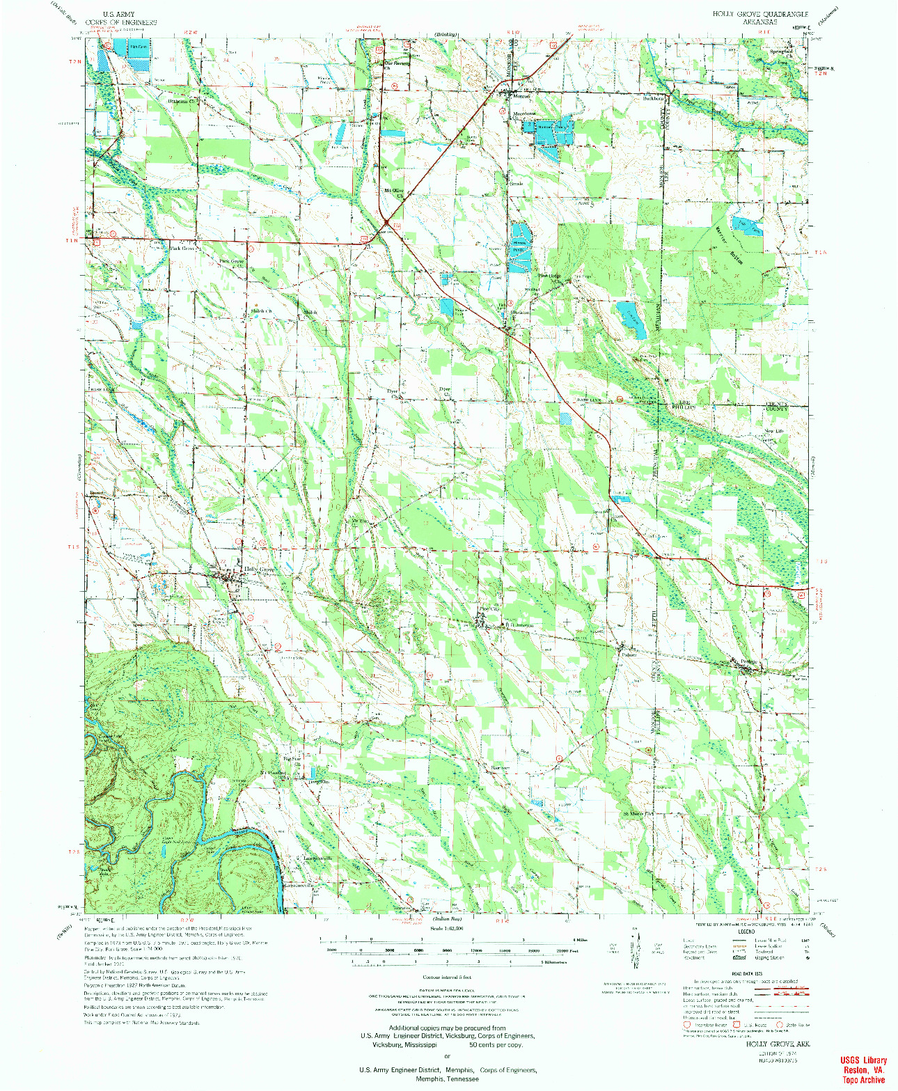 USGS 1:62500-SCALE QUADRANGLE FOR HOLLY GROVE, AR 1974