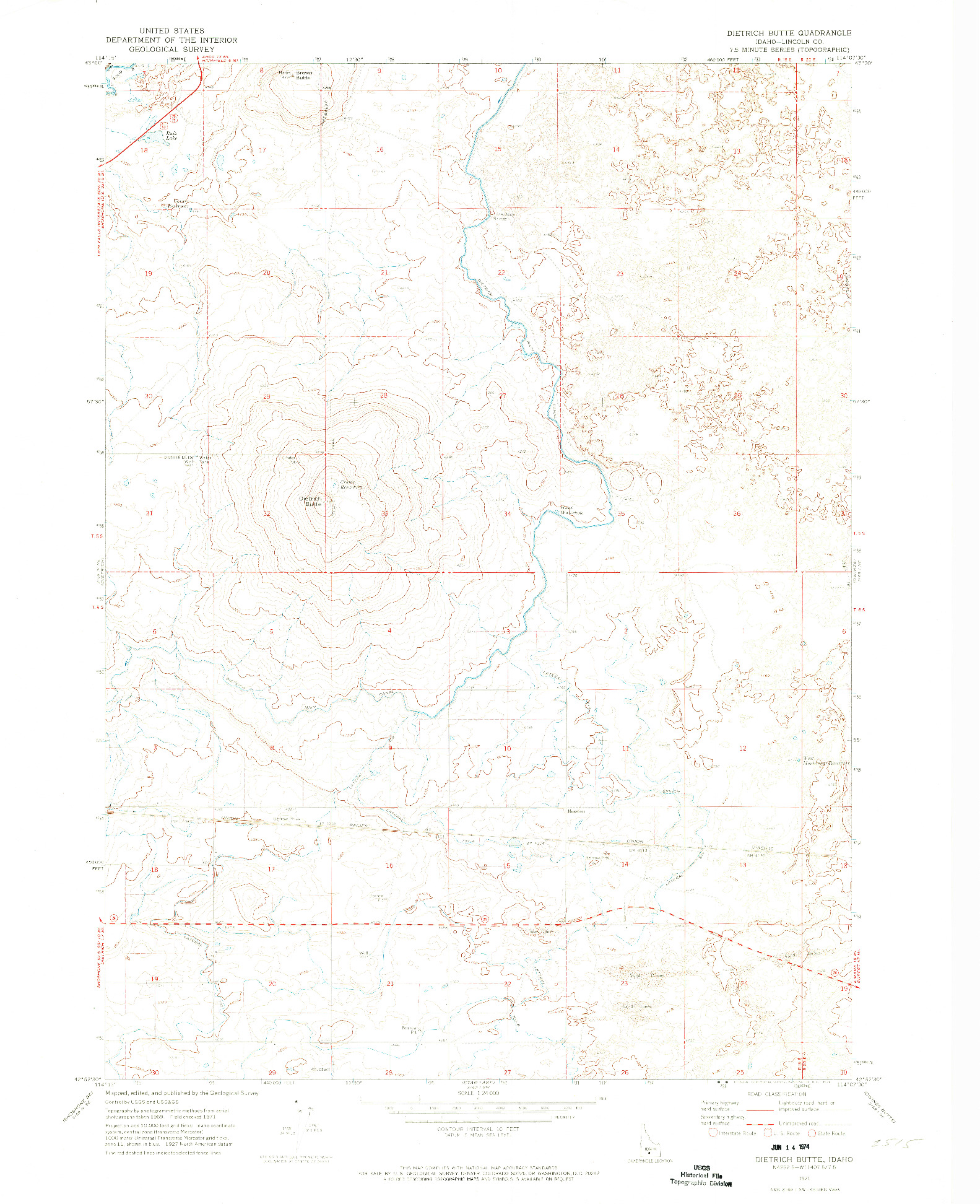 USGS 1:24000-SCALE QUADRANGLE FOR DIETRICH BUTTE, ID 1971