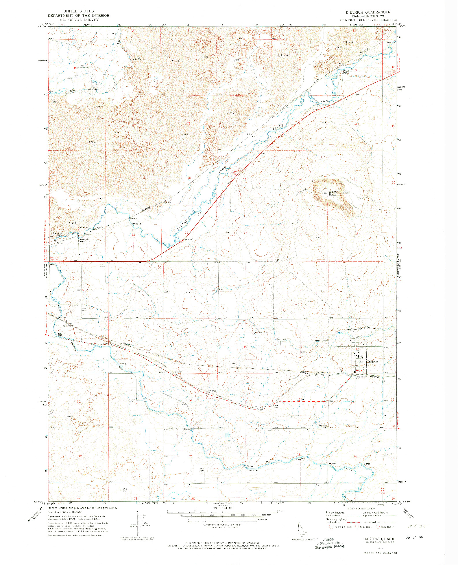 USGS 1:24000-SCALE QUADRANGLE FOR DIETRICH, ID 1971