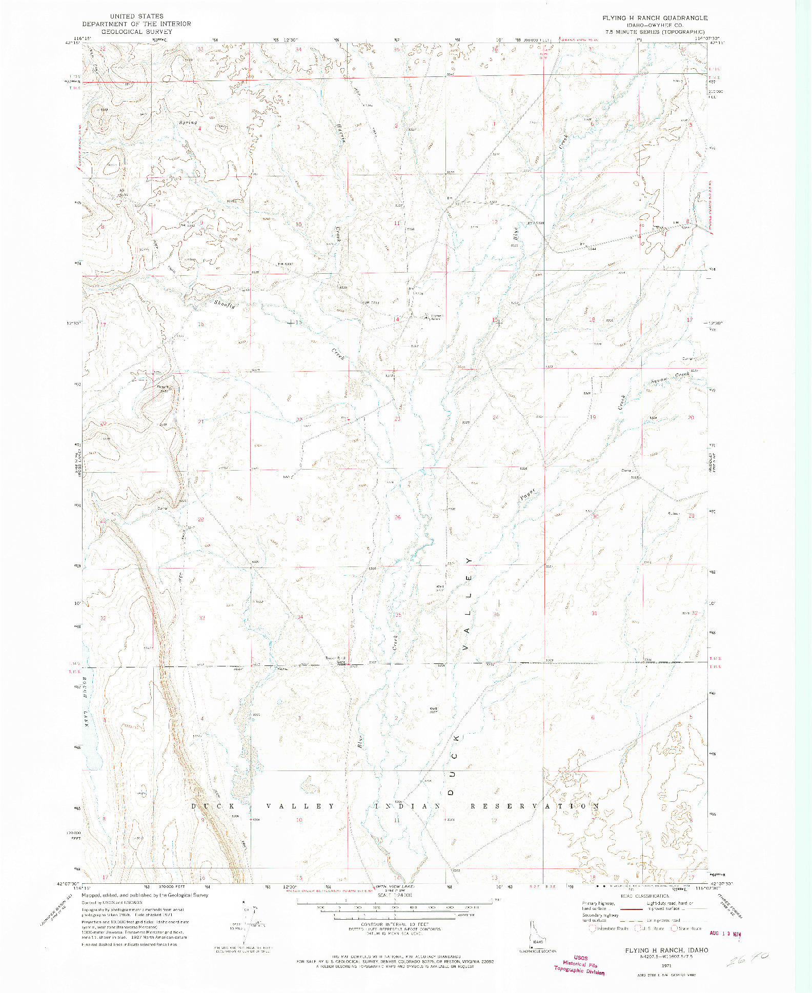 USGS 1:24000-SCALE QUADRANGLE FOR FLYING H RANCH, ID 1971