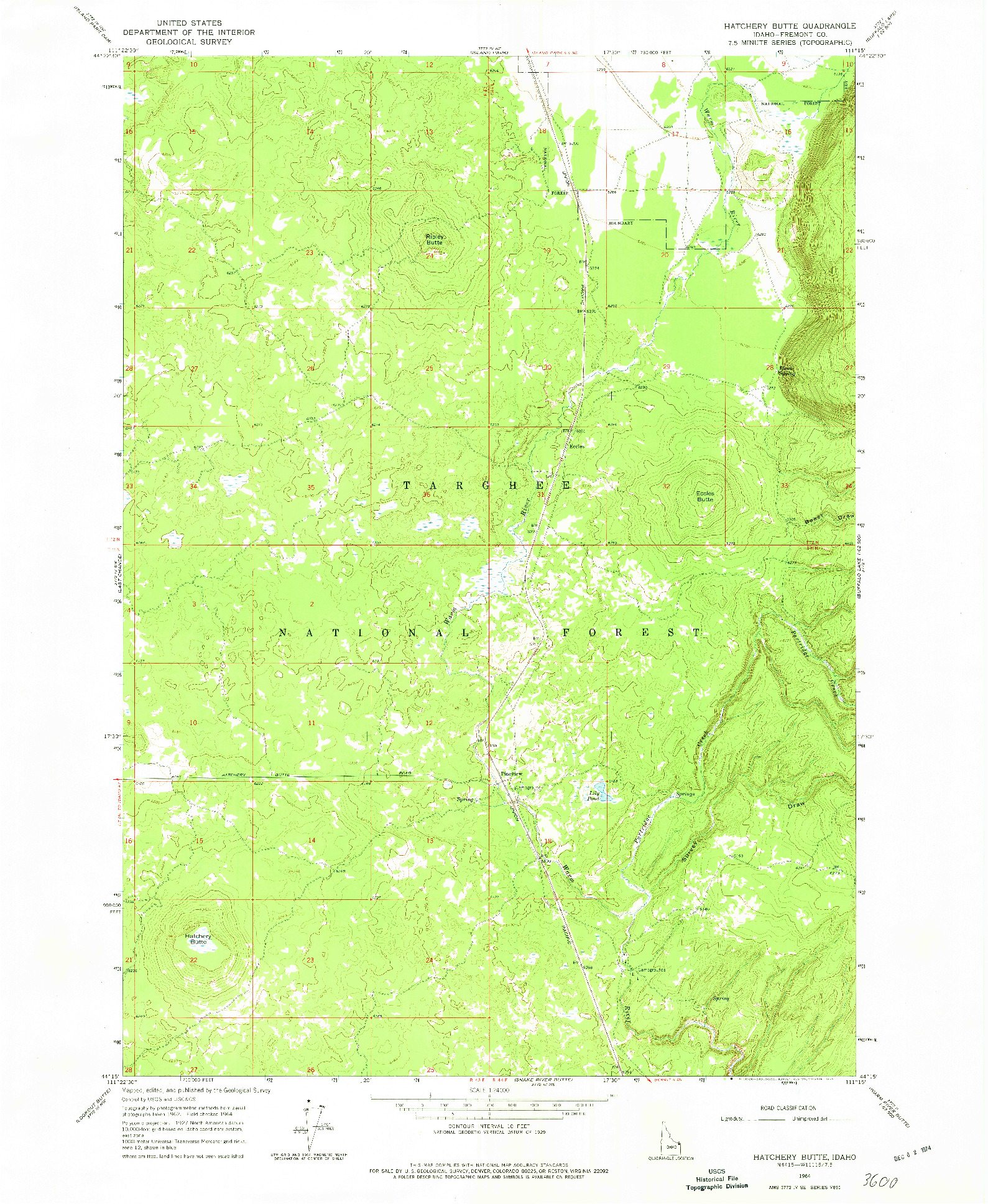 USGS 1:24000-SCALE QUADRANGLE FOR HATCHERY BUTTE, ID 1964