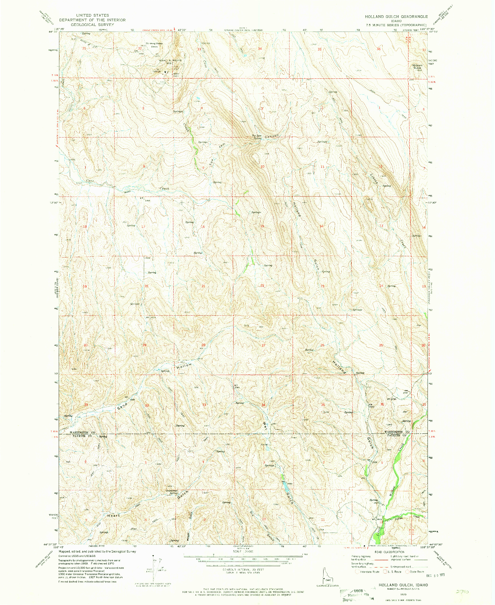USGS 1:24000-SCALE QUADRANGLE FOR HOLLAND GULCH, ID 1970