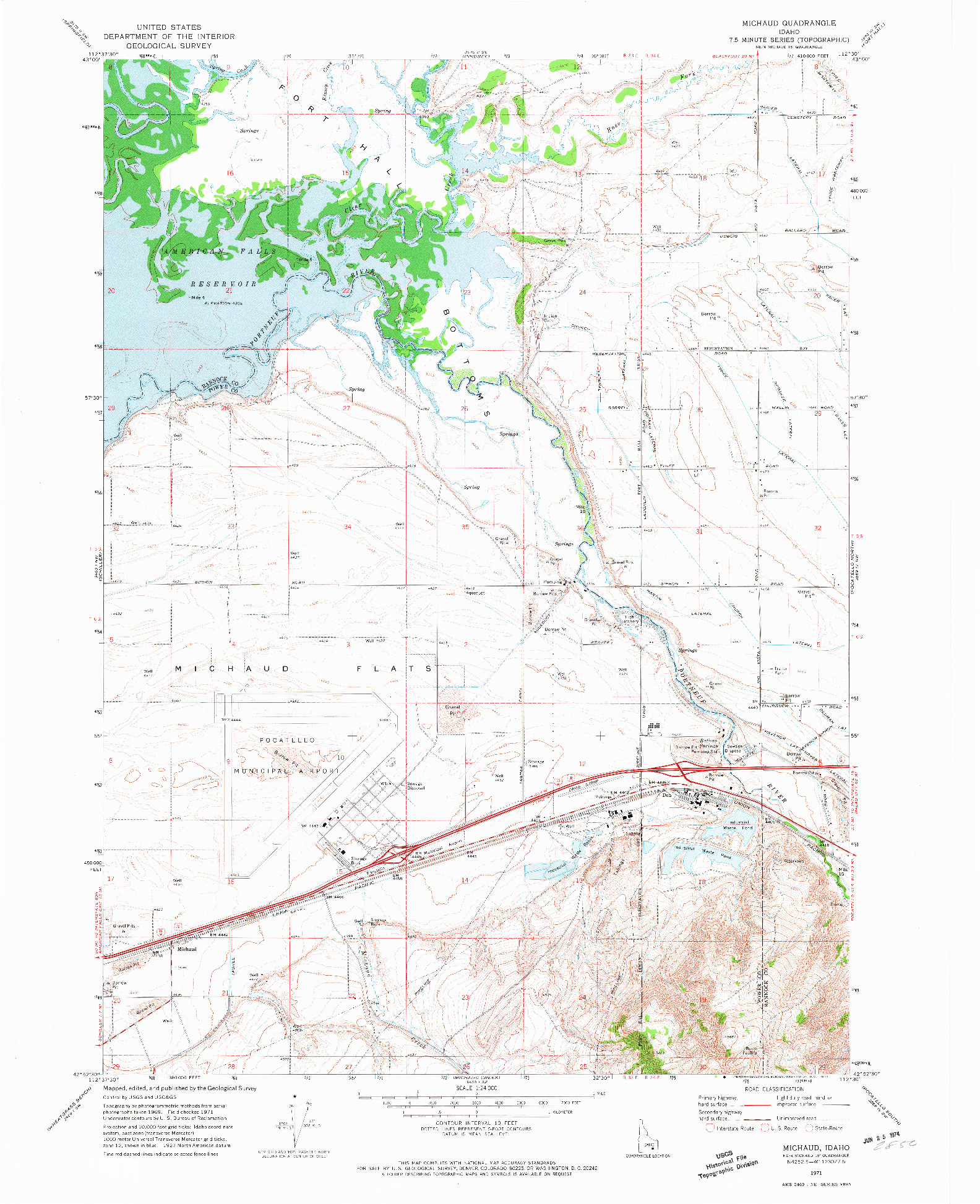 USGS 1:24000-SCALE QUADRANGLE FOR MICHAUD, ID 1971