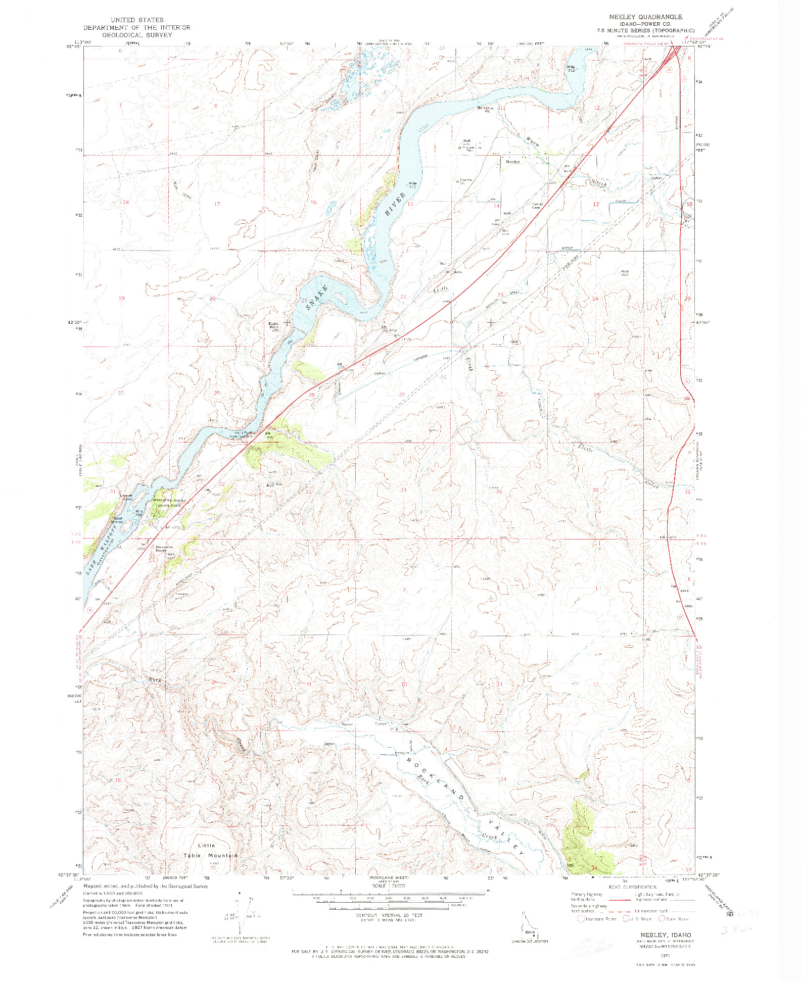 USGS 1:24000-SCALE QUADRANGLE FOR NEELEY, ID 1971