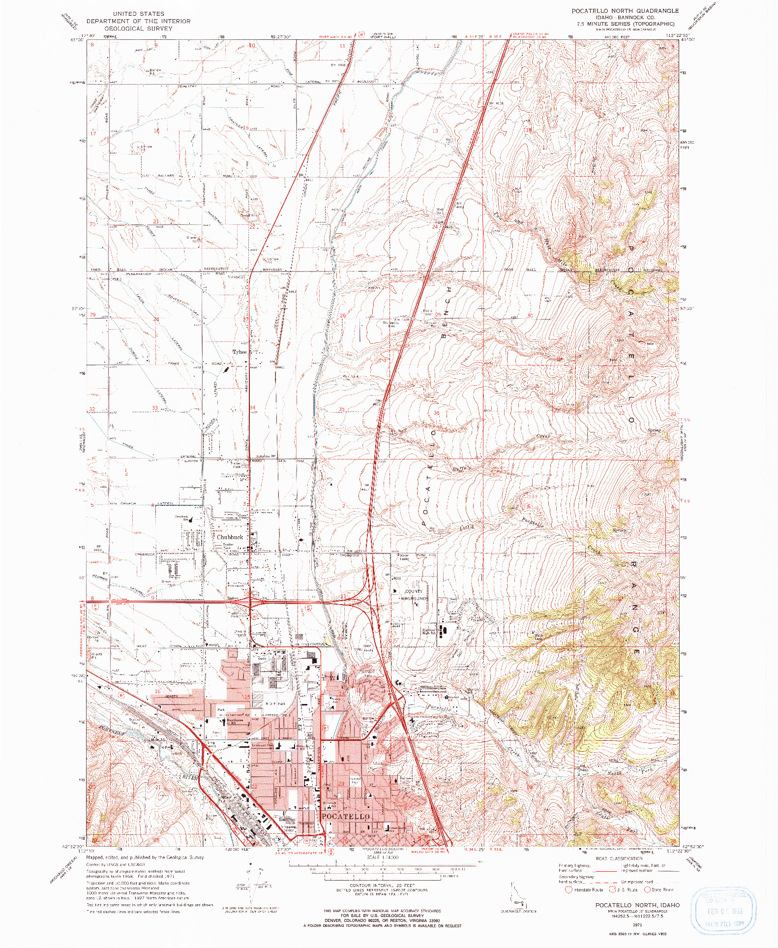 USGS 1:24000-SCALE QUADRANGLE FOR POCATELLO NORTH, ID 1971