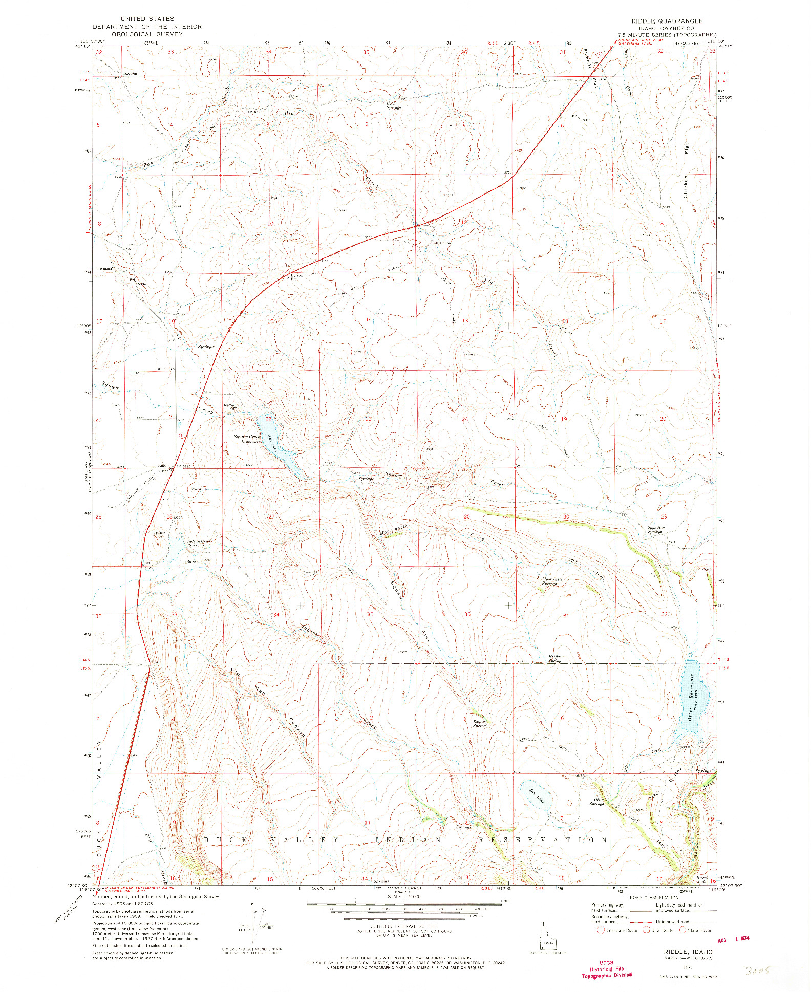 USGS 1:24000-SCALE QUADRANGLE FOR RIDDLE, ID 1971