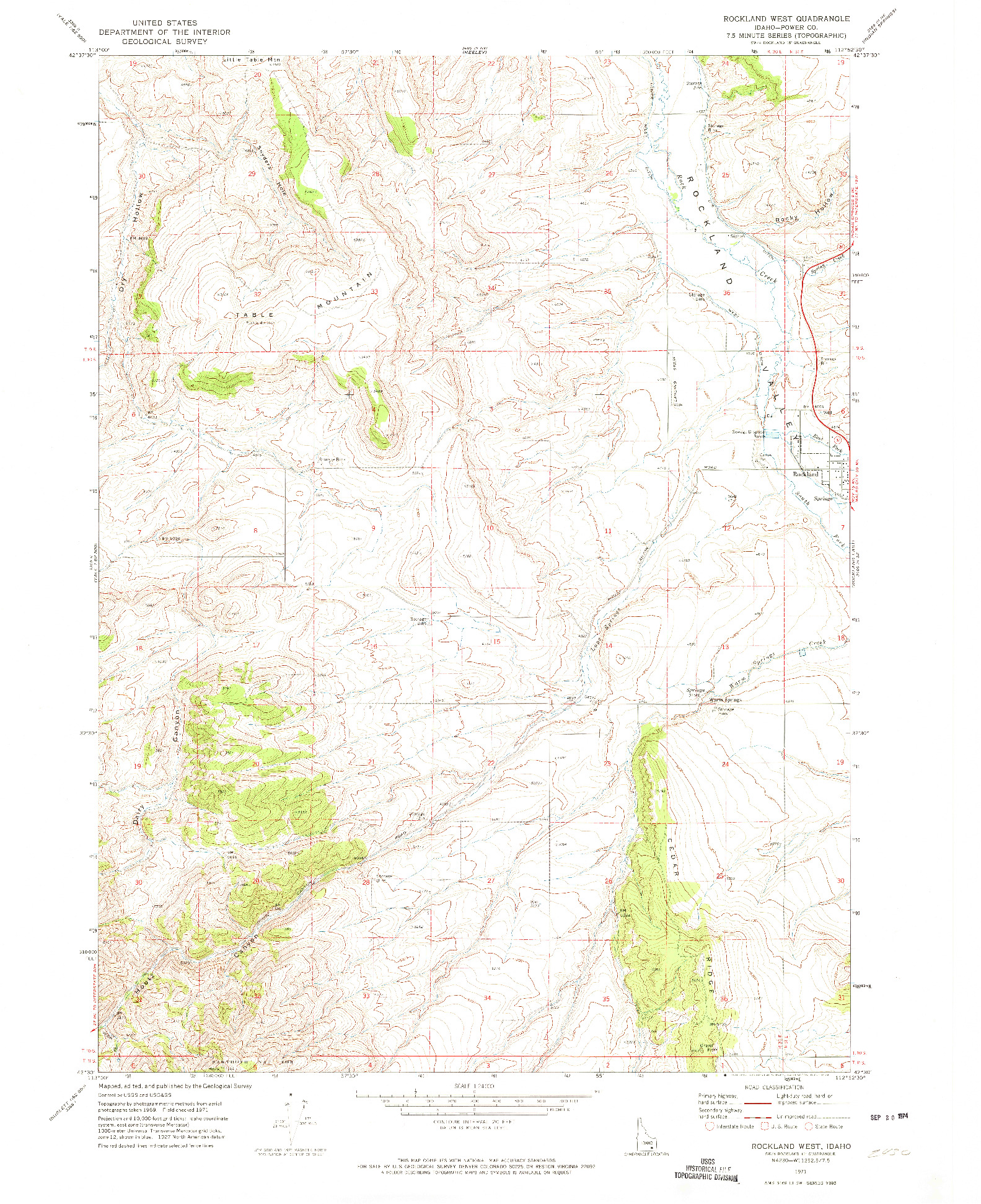 USGS 1:24000-SCALE QUADRANGLE FOR ROCKLAND WEST, ID 1971