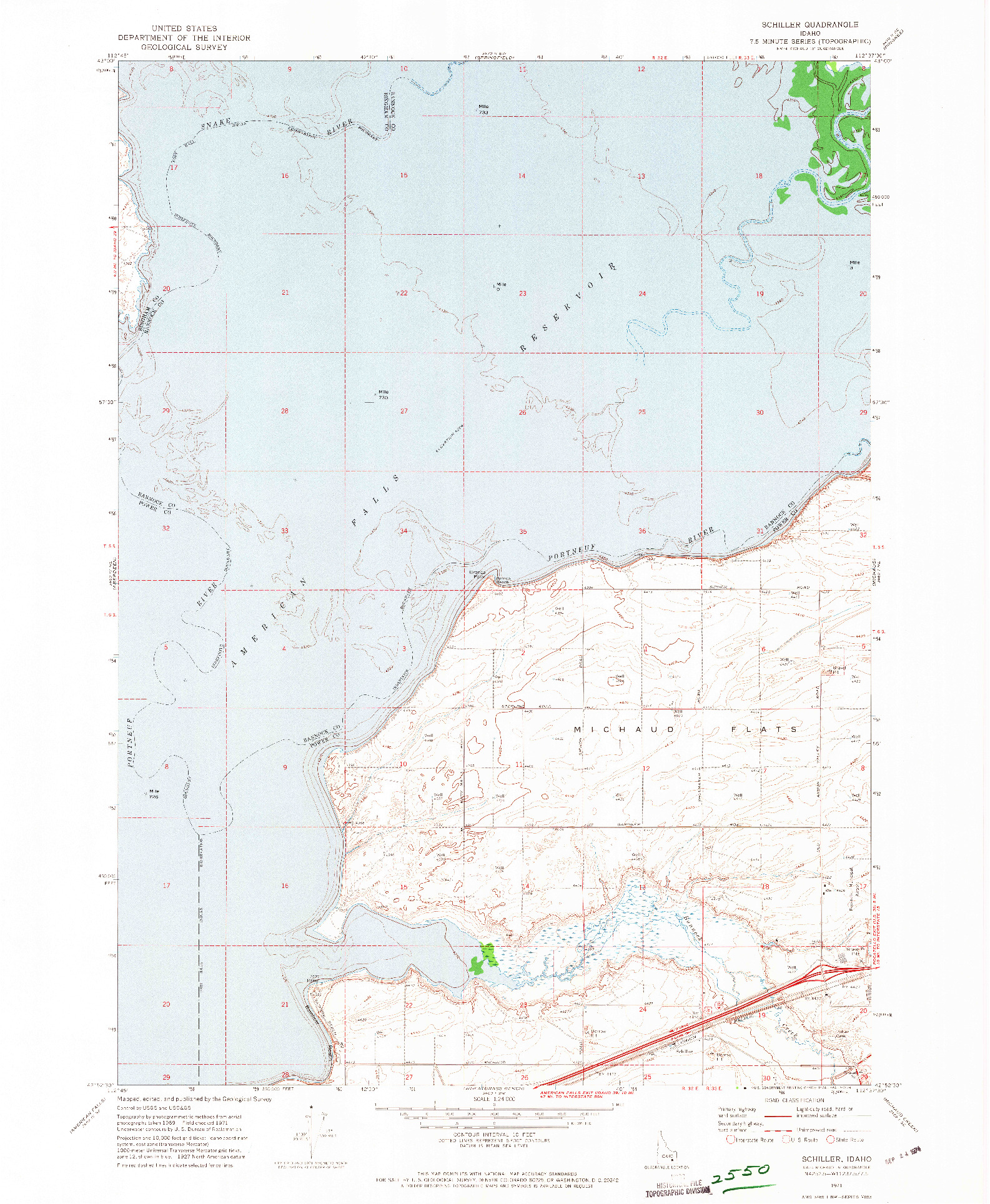 USGS 1:24000-SCALE QUADRANGLE FOR SCHILLER, ID 1971