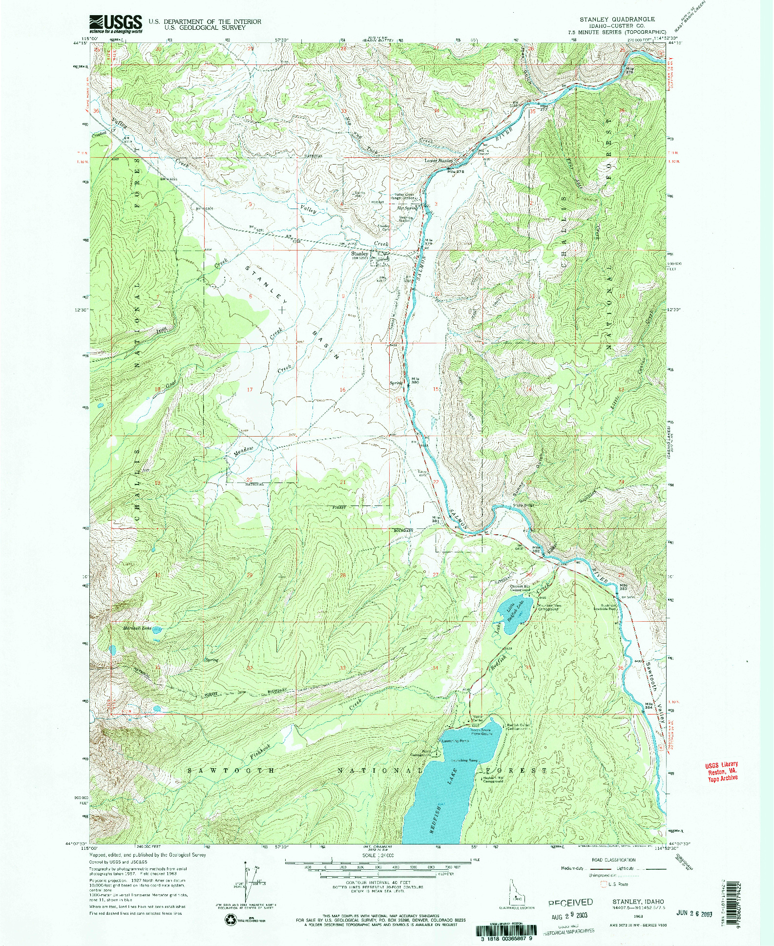 USGS 1:24000-SCALE QUADRANGLE FOR STANLEY, ID 1963