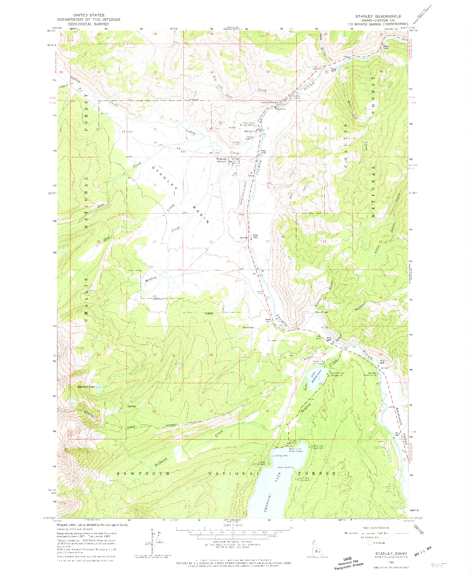 USGS 1:24000-SCALE QUADRANGLE FOR STANLEY, ID 1963