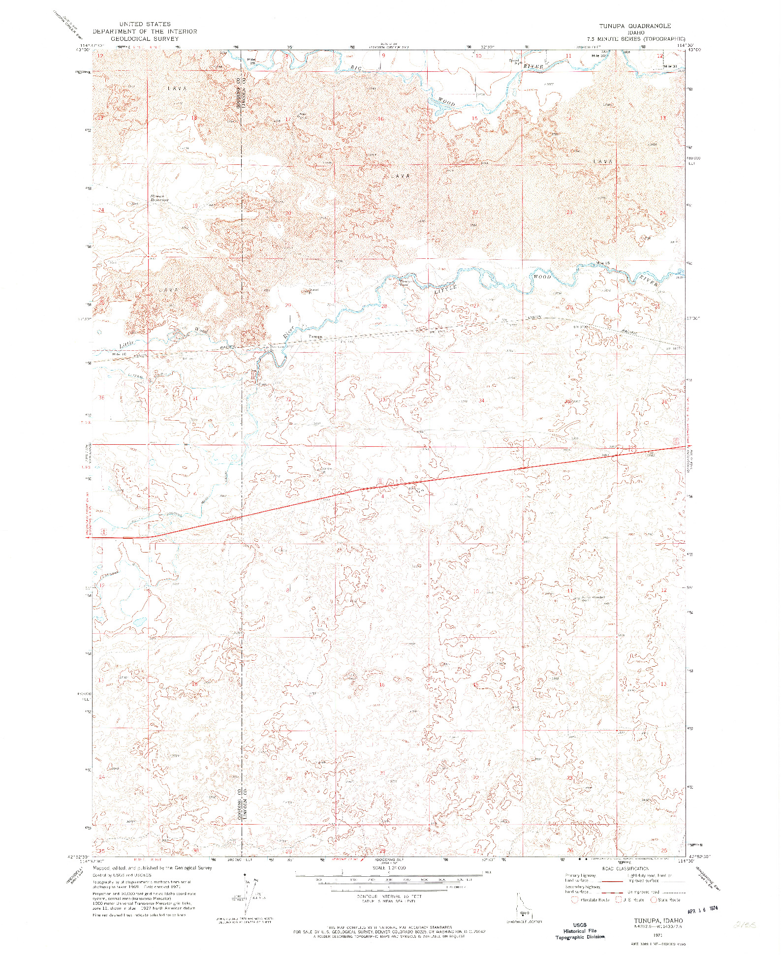 USGS 1:24000-SCALE QUADRANGLE FOR TUNUPA, ID 1971