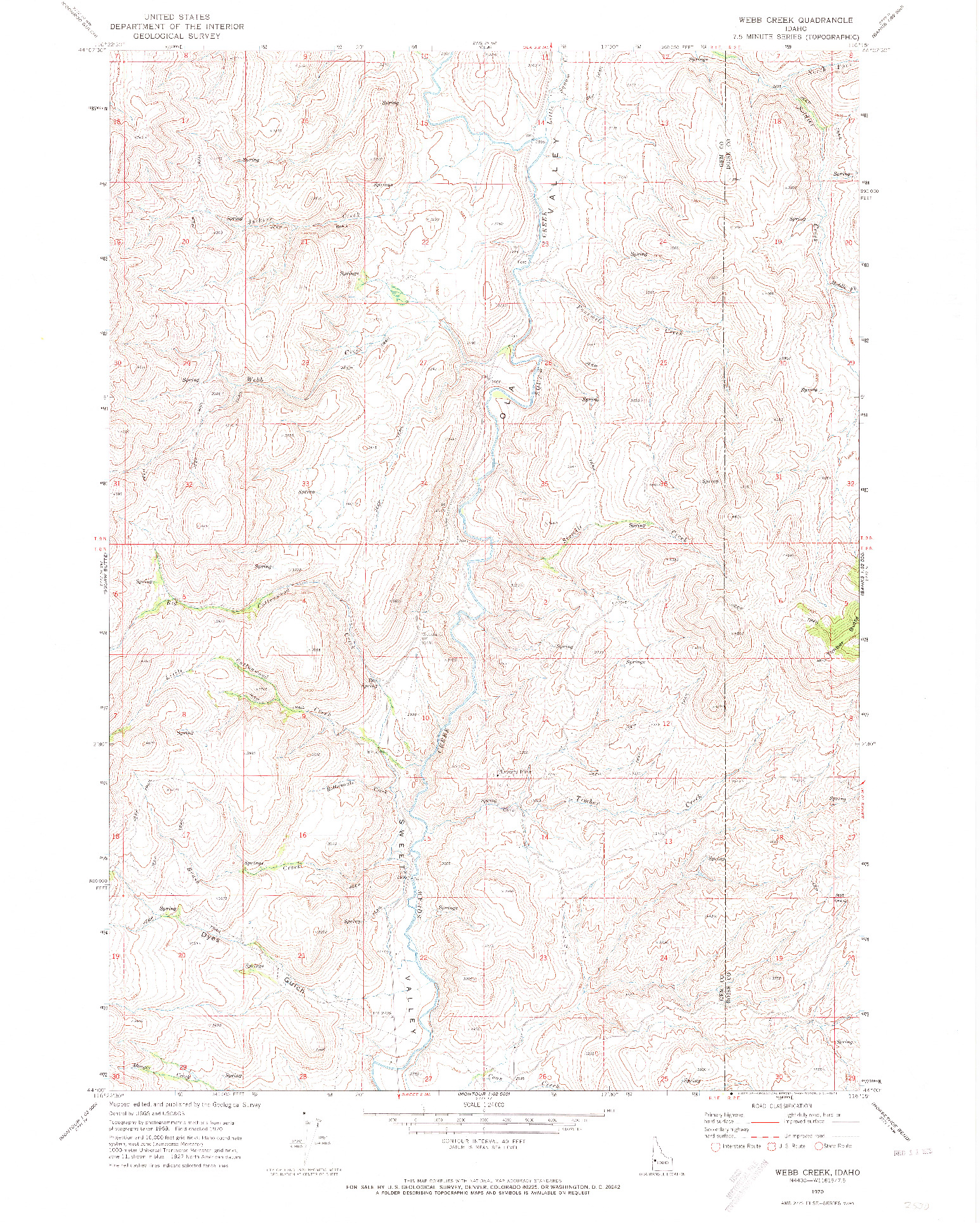 USGS 1:24000-SCALE QUADRANGLE FOR WEBB CREEK, ID 1970