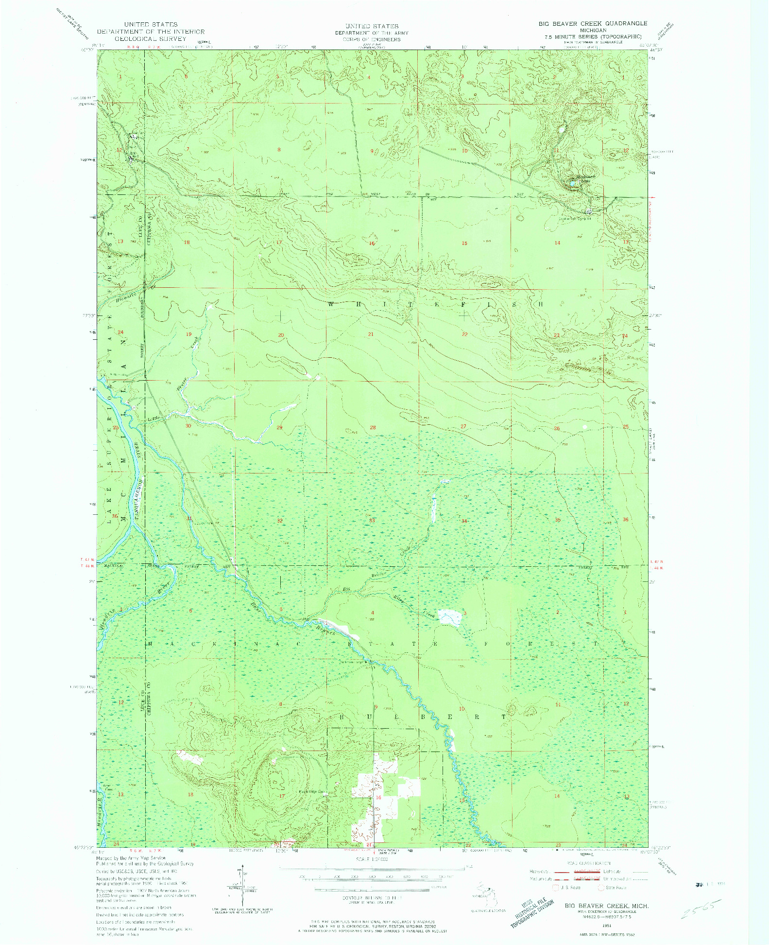 USGS 1:24000-SCALE QUADRANGLE FOR BIG BEAVER CREEK, MI 1951