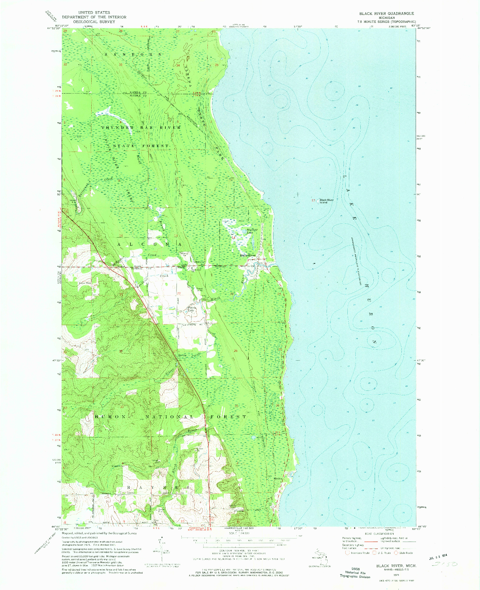 USGS 1:24000-SCALE QUADRANGLE FOR BLACK RIVER, MI 1971