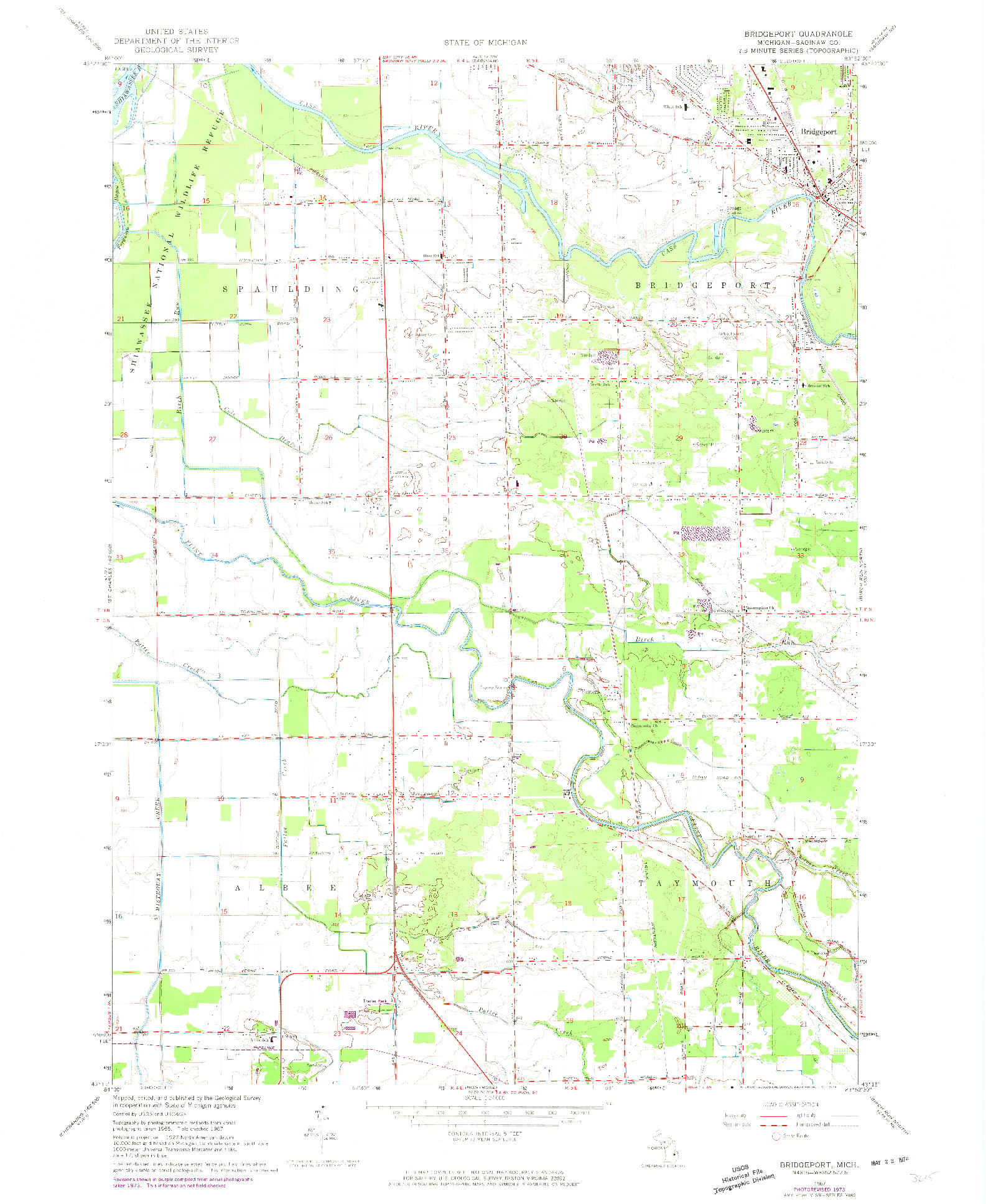 USGS 1:24000-SCALE QUADRANGLE FOR BRIDGEPORT, MI 1967